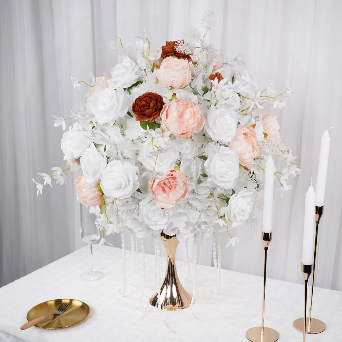 Uflower 50cm White Dried Table Flower Arrangements MB80029 - Uflower