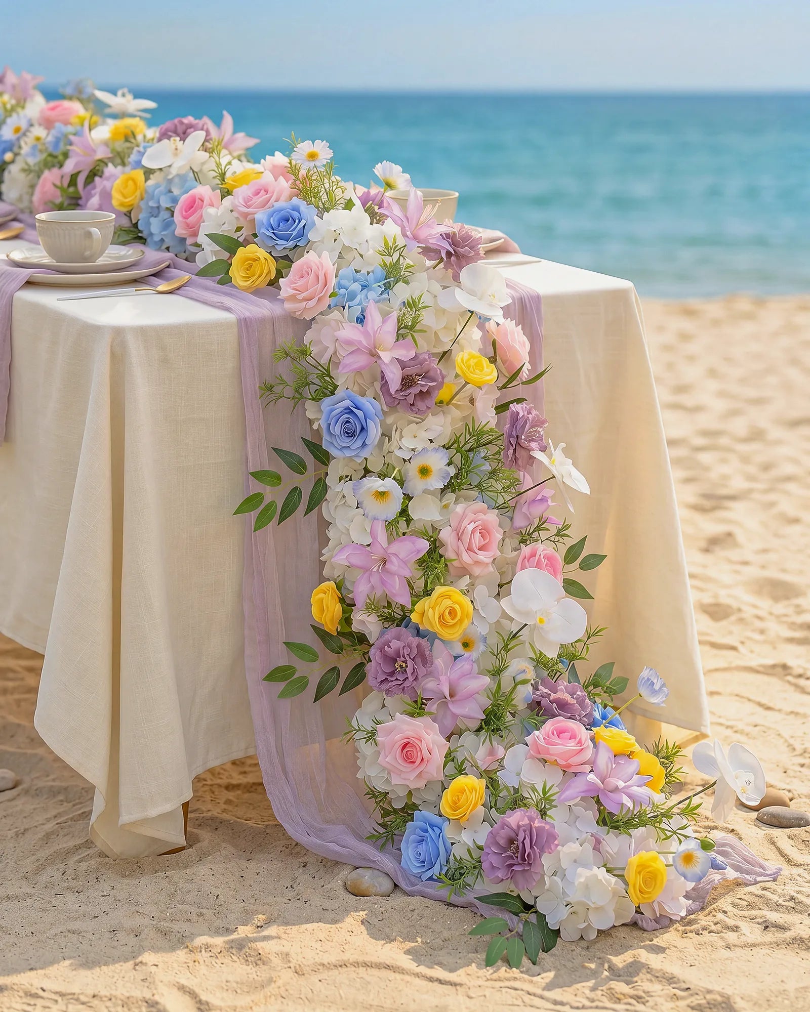 Uflower Colorful Rose Flower Row with Drapes MC89008-01