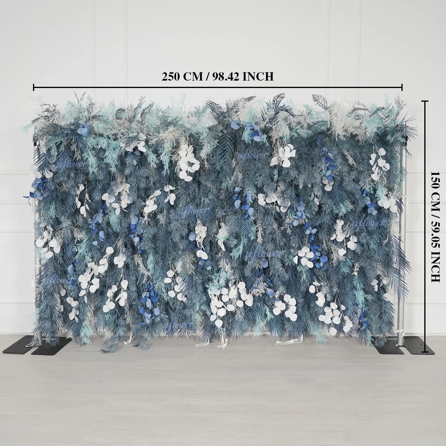 Uflower Flower Wall Mist-Blue Leaves Floral Backdrop Wedding Party Proposal Decor SET80182 - Uflower