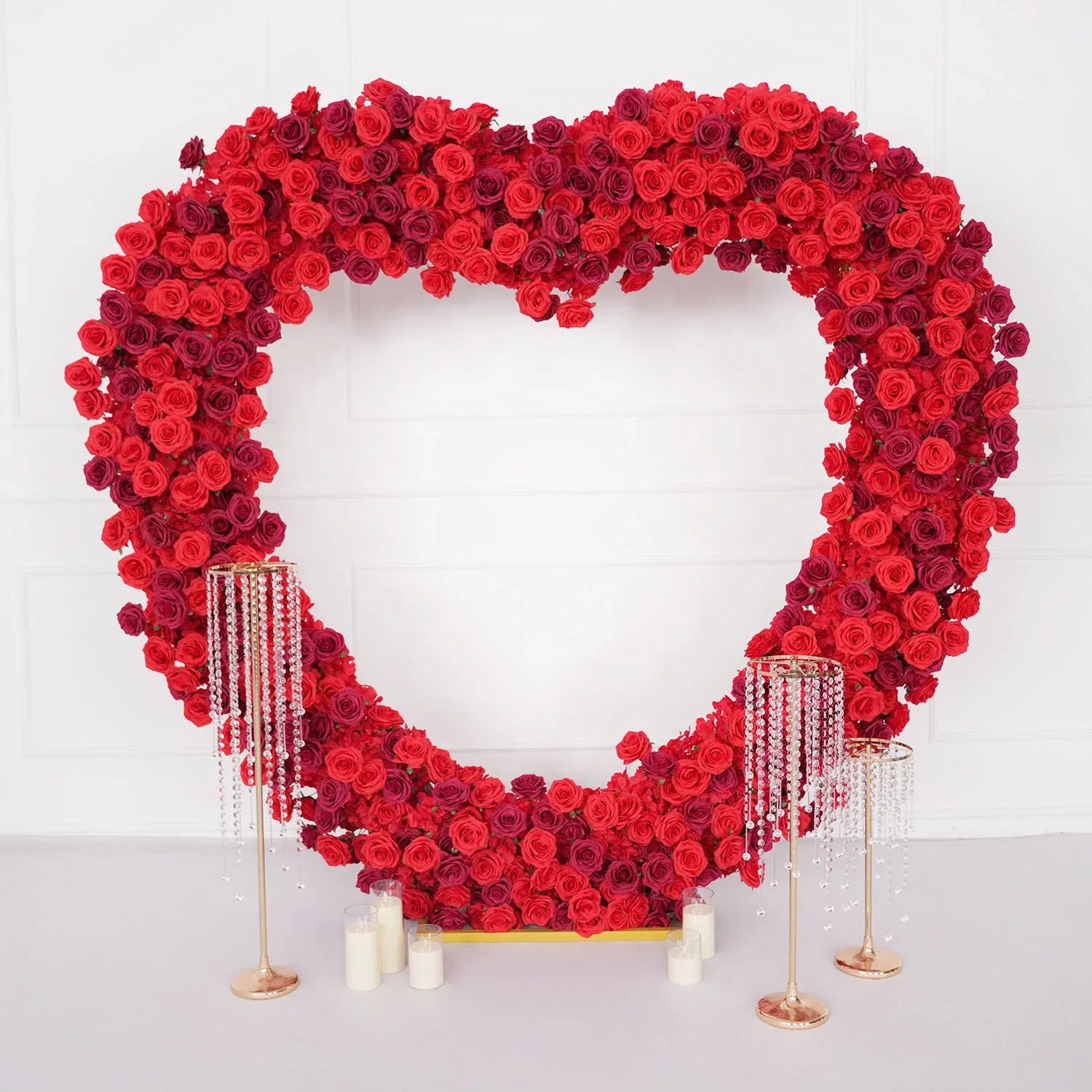 Uflower Luxury Red Rose Floral Arrangement Cloth Base Heart-Shaped Arch Props MC80130-01 - Uflower