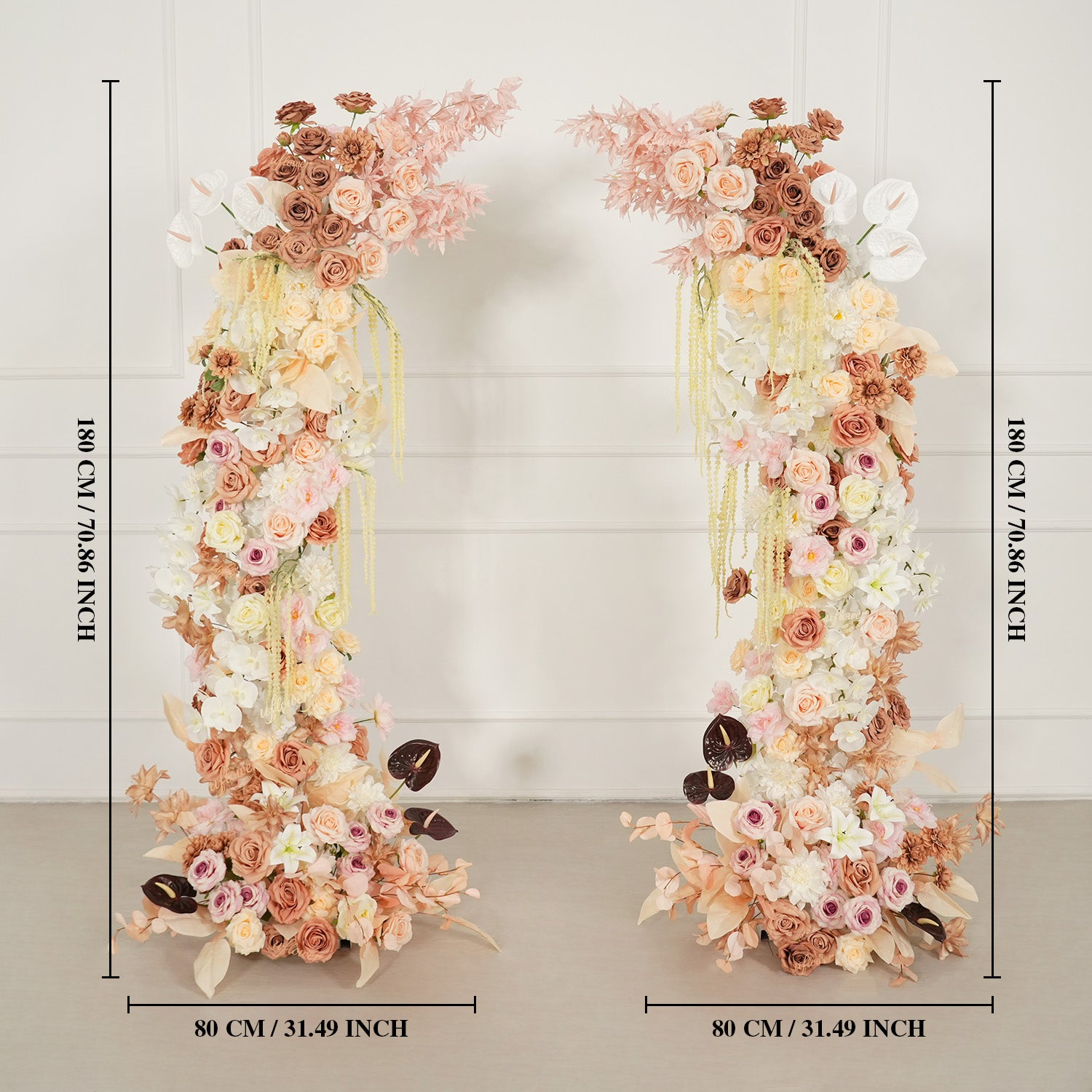 Uflower Terracotta Blush Floral Horn Arch Wedding Party Backdrop Decor SET80222