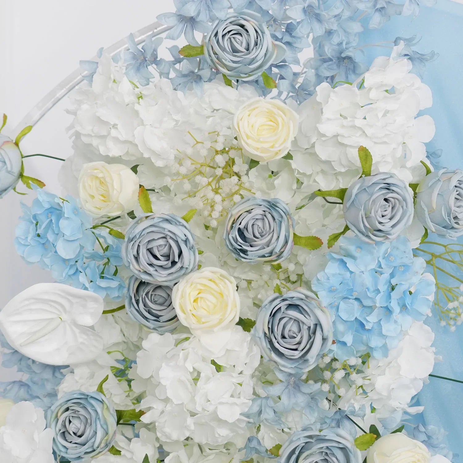 Uflower Blue White Flower Wedding Backdrop Arch Floral Arrangement SET80121 - Uflower