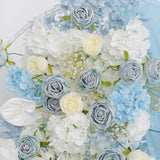 Uflower Blue White Flower Wedding Backdrop Arch Floral Arrangement SET80121 - Uflower
