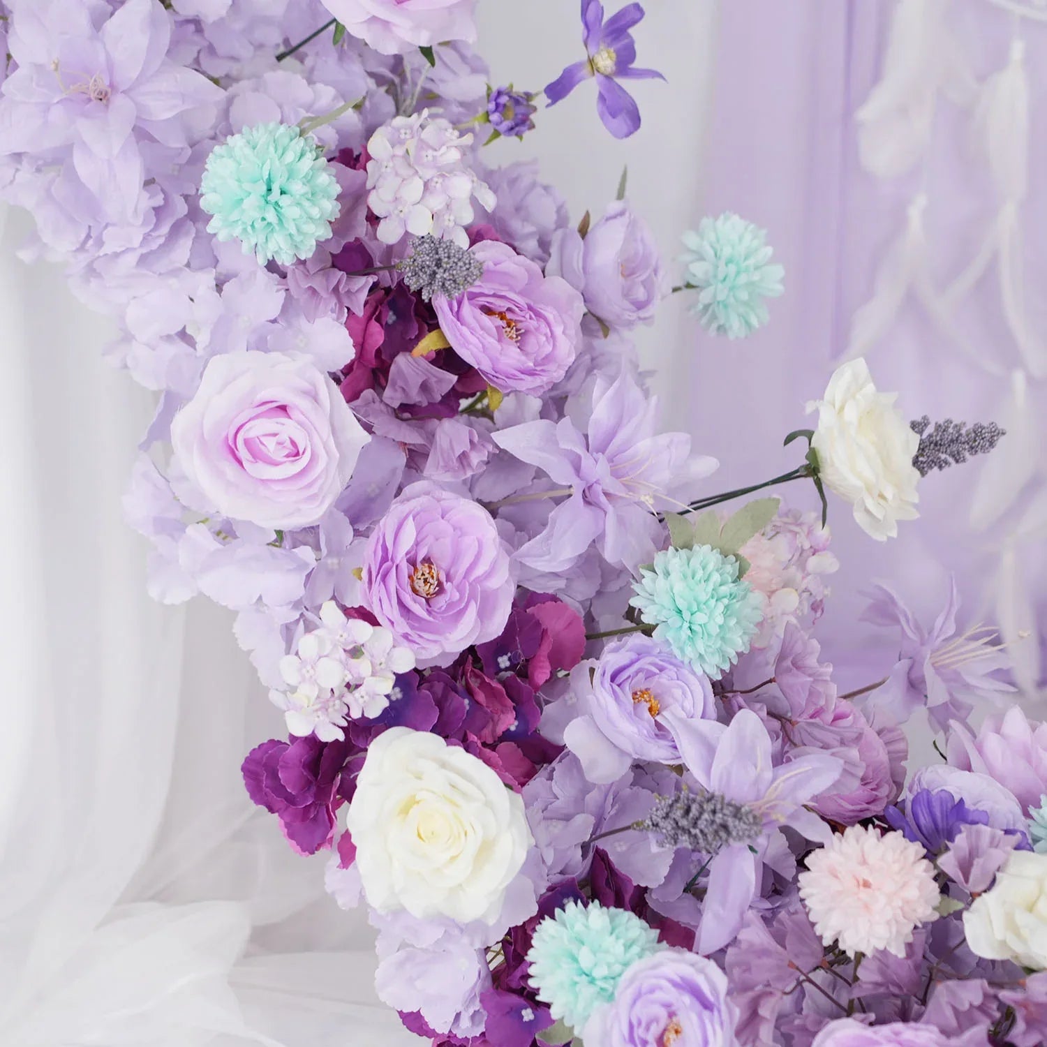 Uflower Purple Table Runner Arrangement Wedding Backdrop Wall Decor - Uflower