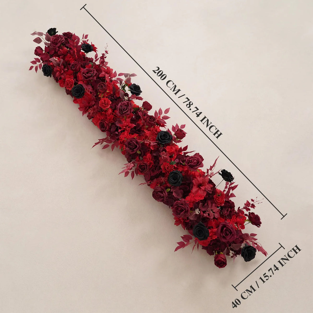 Uflower Red Roses Backdrop Wall Flower Row Wedding Decor MC80210-02