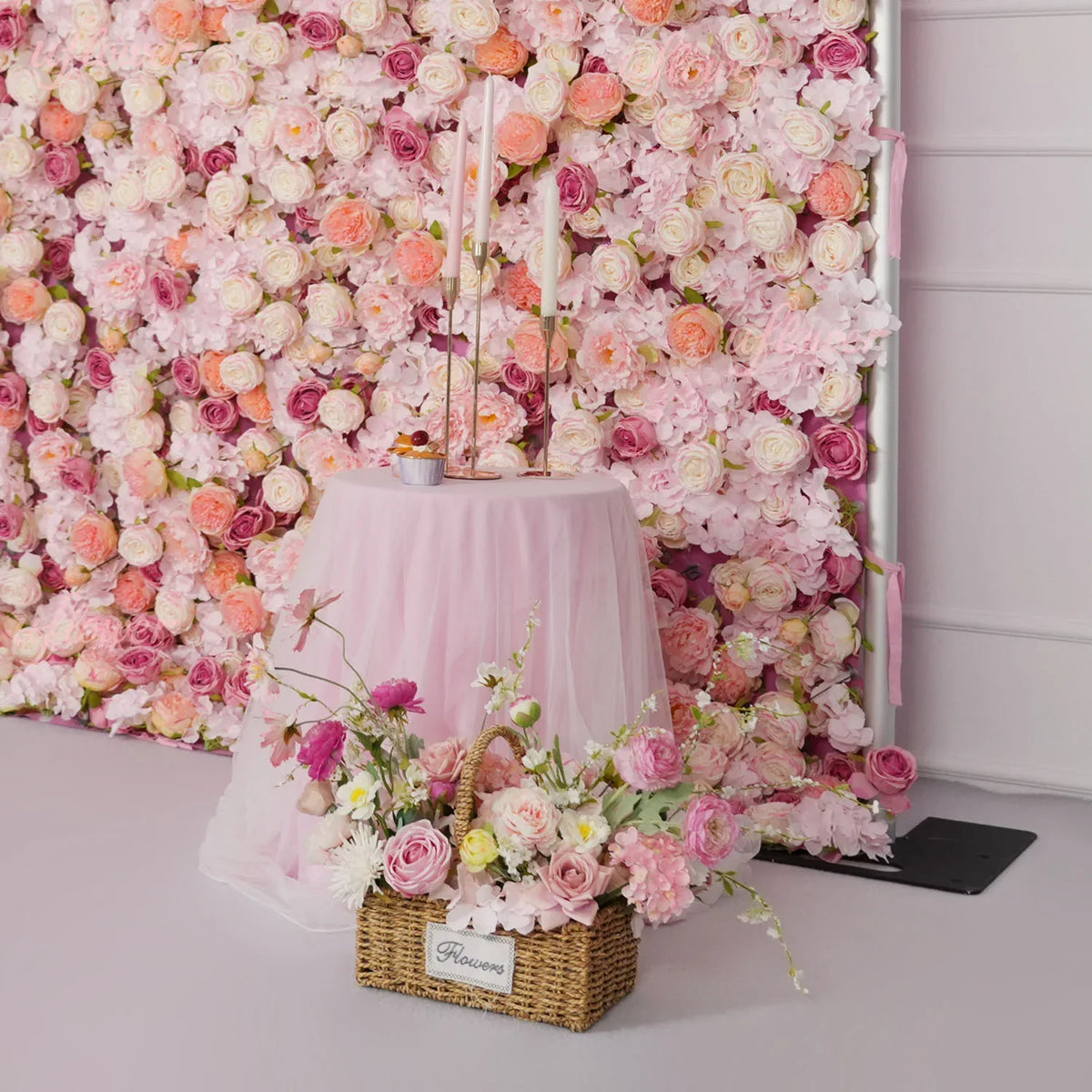 Uflower Flower Wall Pink Rose Floral Backdrop Wedding Party Proposal Decor SET80158 - Uflower