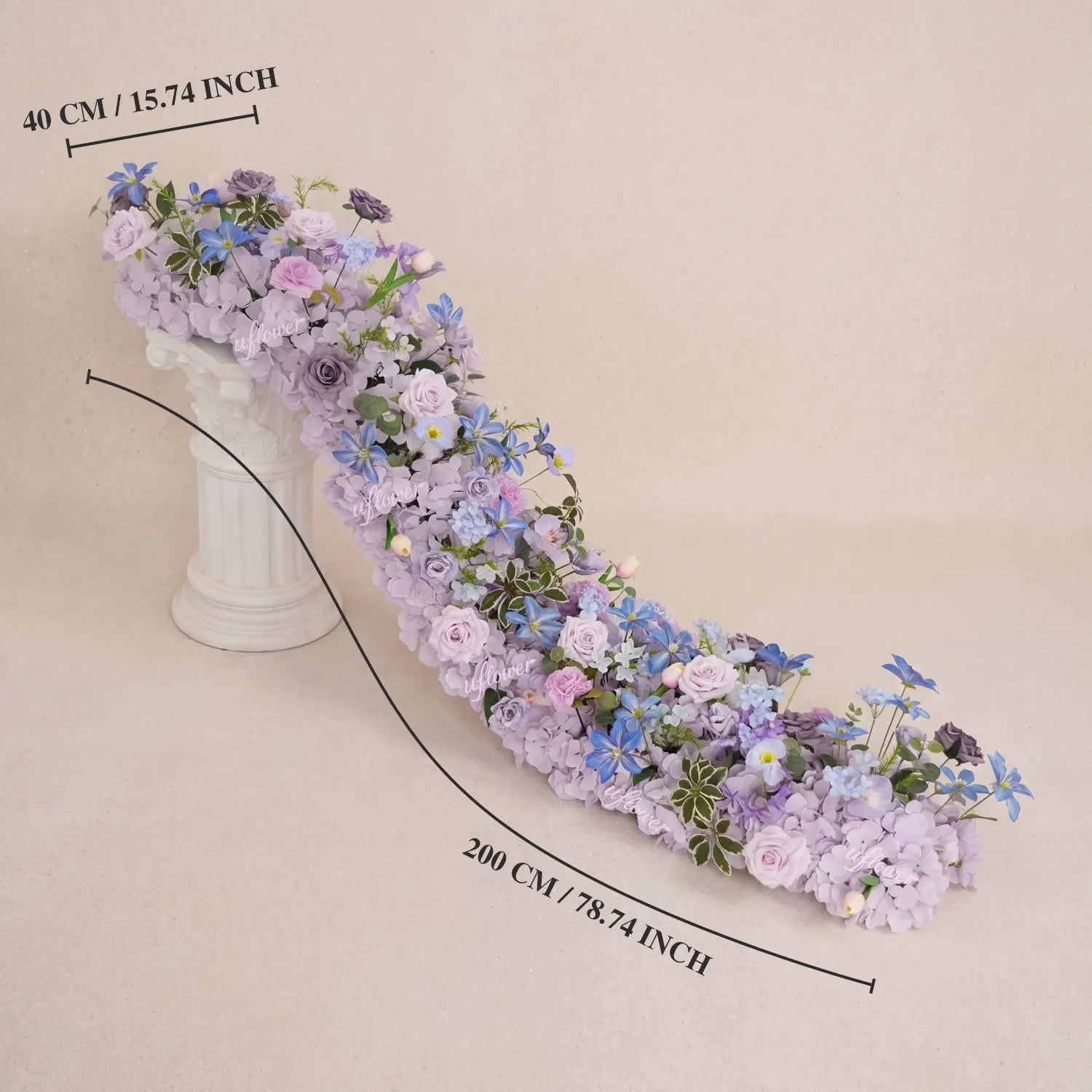 Uflower Purple Floral Row Wedding & Party Table Runner Decor MC80312-01