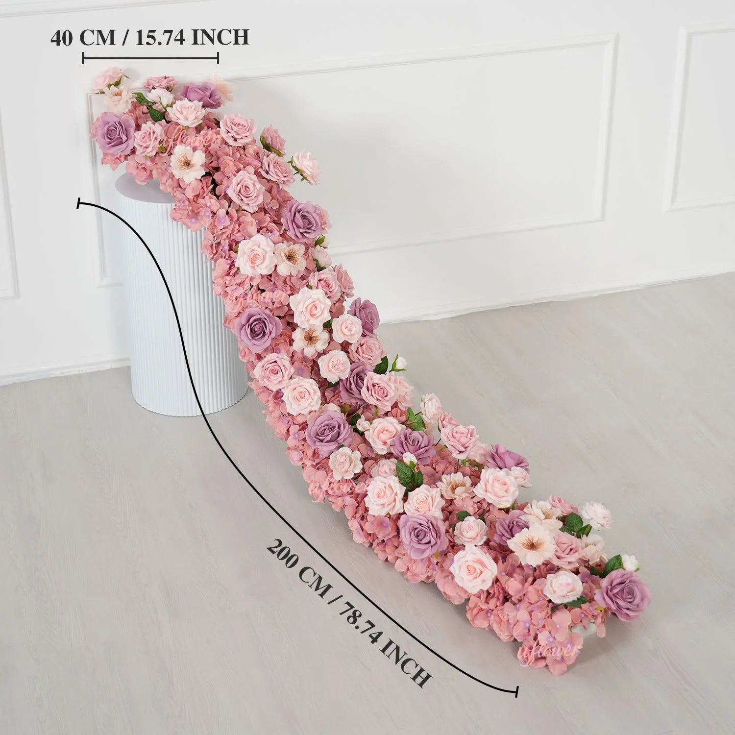 Uflower Purple Pink Floral Arrangement Wedding Party Backdrop Flower Row Decor SET80192 - Uflower