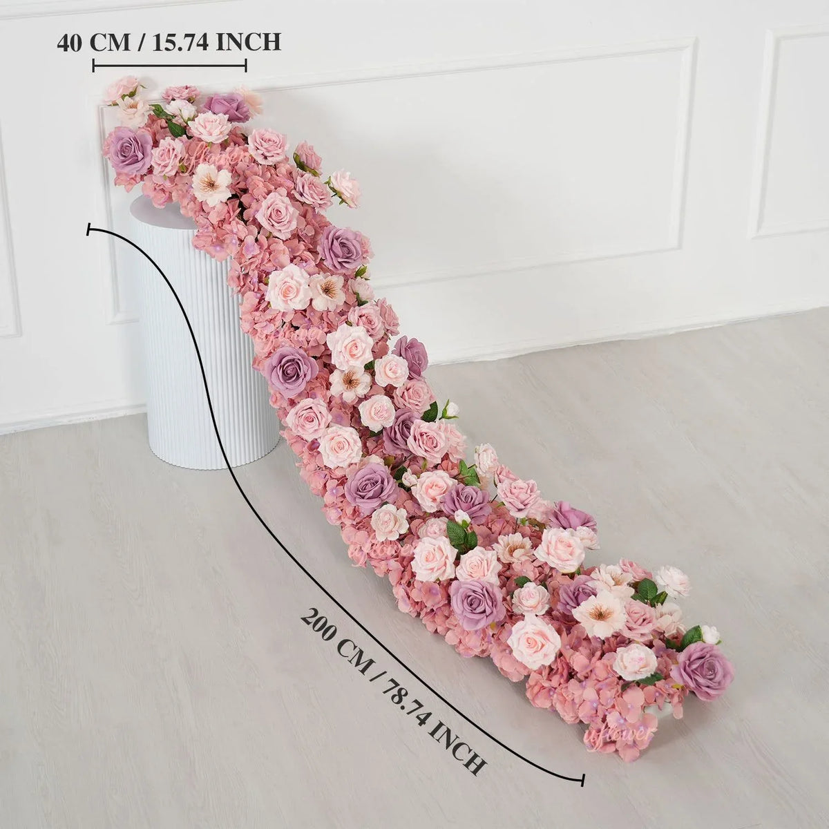 Uflower Purple Pink Floral Arrangement Wedding Party Backdrop Flower Row Decor SET80192 - Uflower