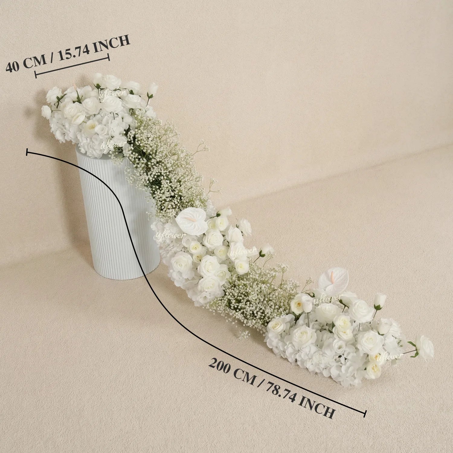 Uflower White Baby's Breath Flower Row Wedding KT Backdrop Decor SET80170