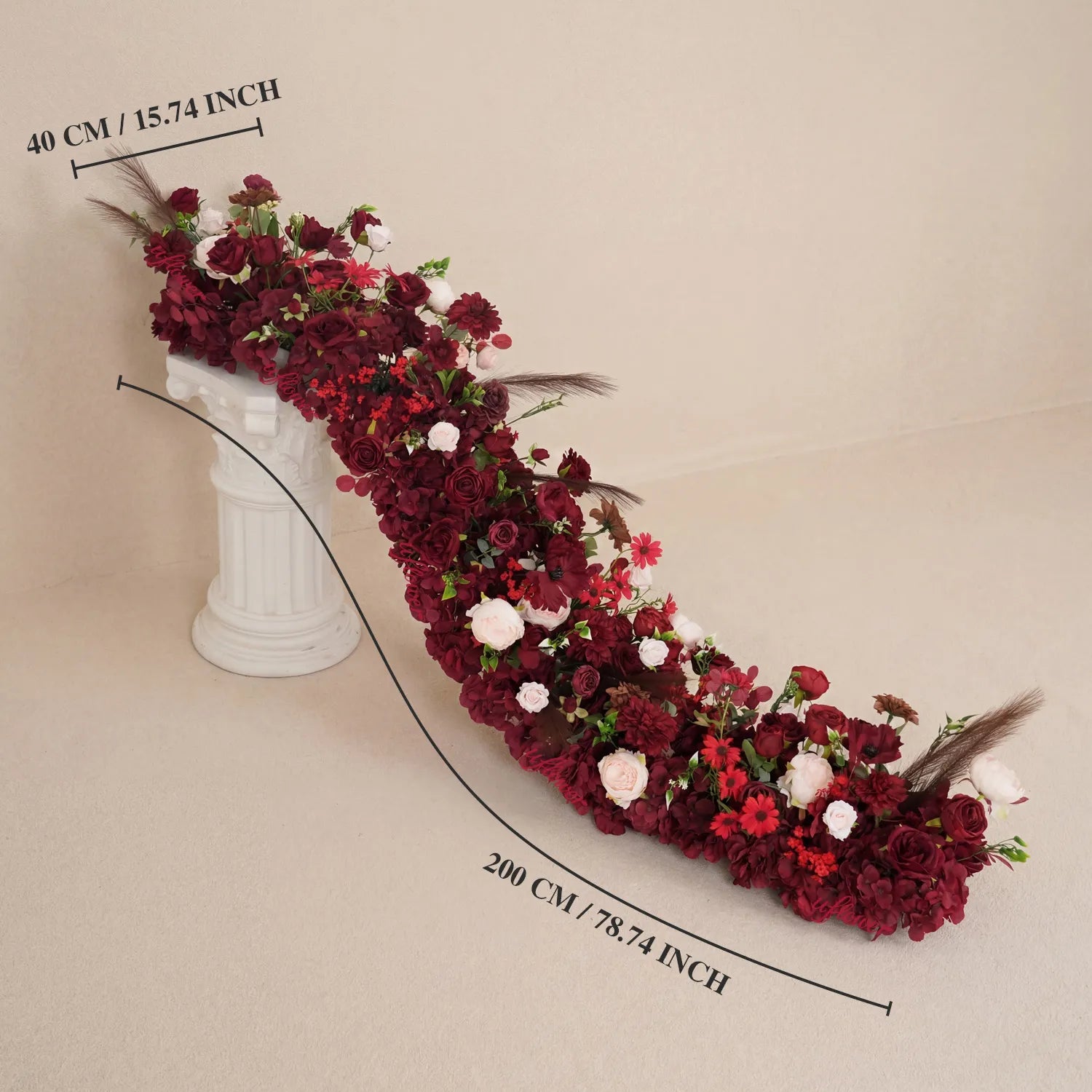 Uflower Luxury Burgundy Floral Row Wedding & Event Backdrop MC80308-01