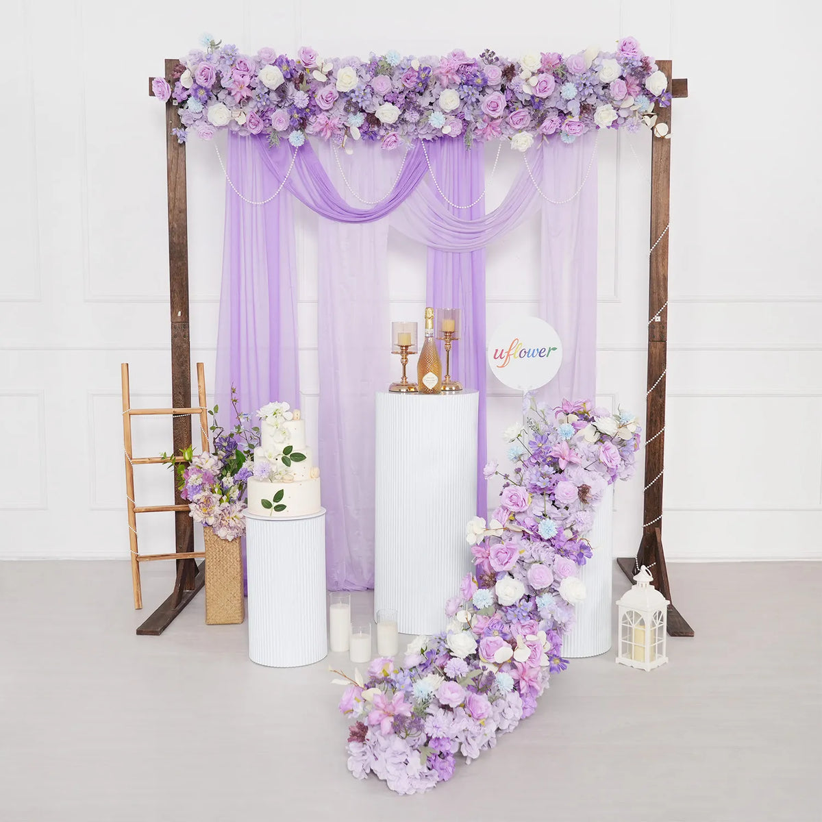 Uflower Purple Table Runner Sofa Floral Wedding Backdrop Decor MC80093-05