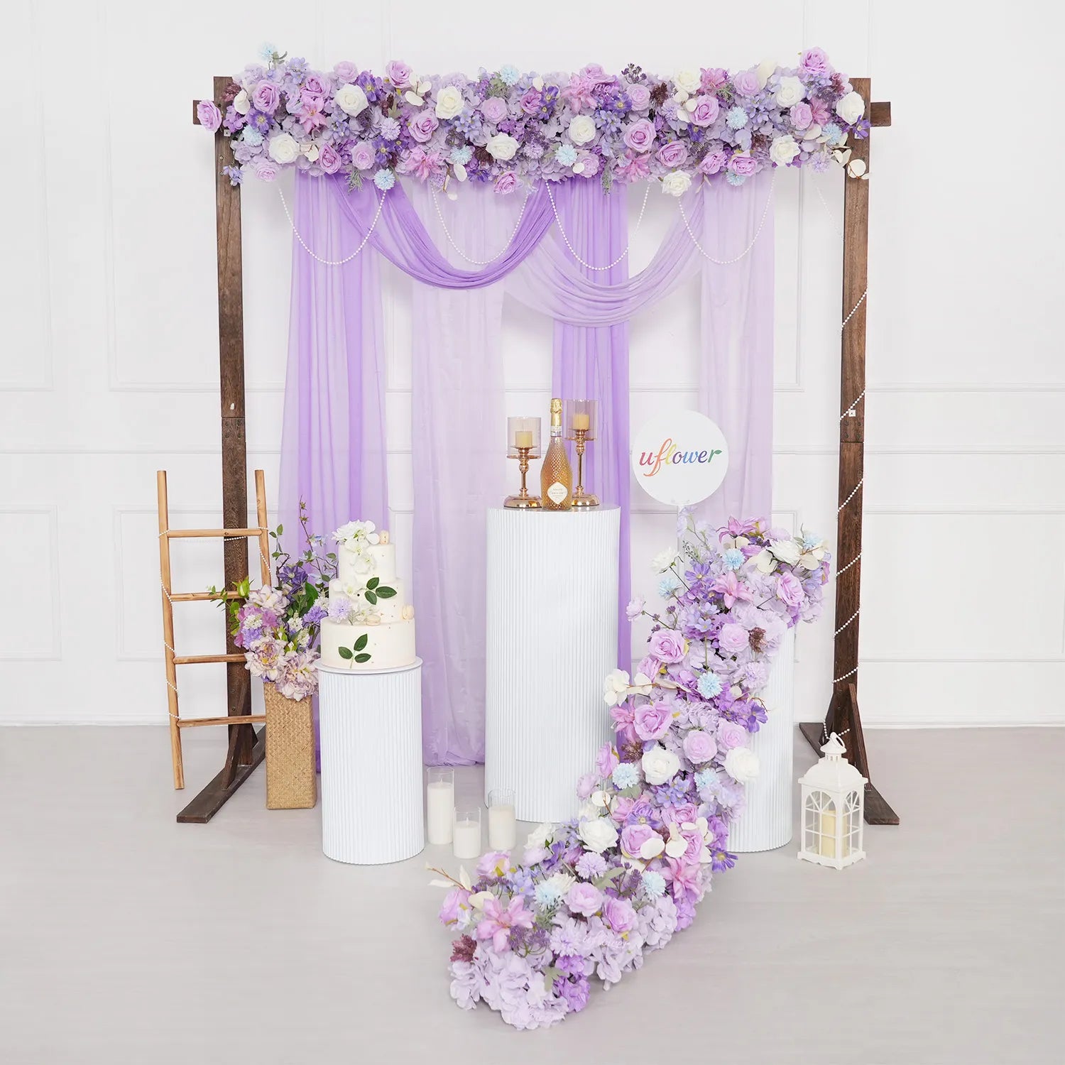 Uflower Purple Table Runner Sofa Floral Wedding Backdrop Decor MC80093-05
