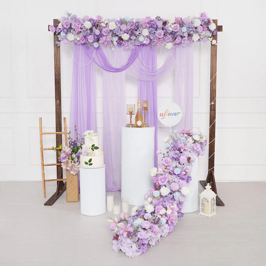 Chemin de table violet Uflower Canapé Floral Décor de toile de fond de mariage MC80093-05