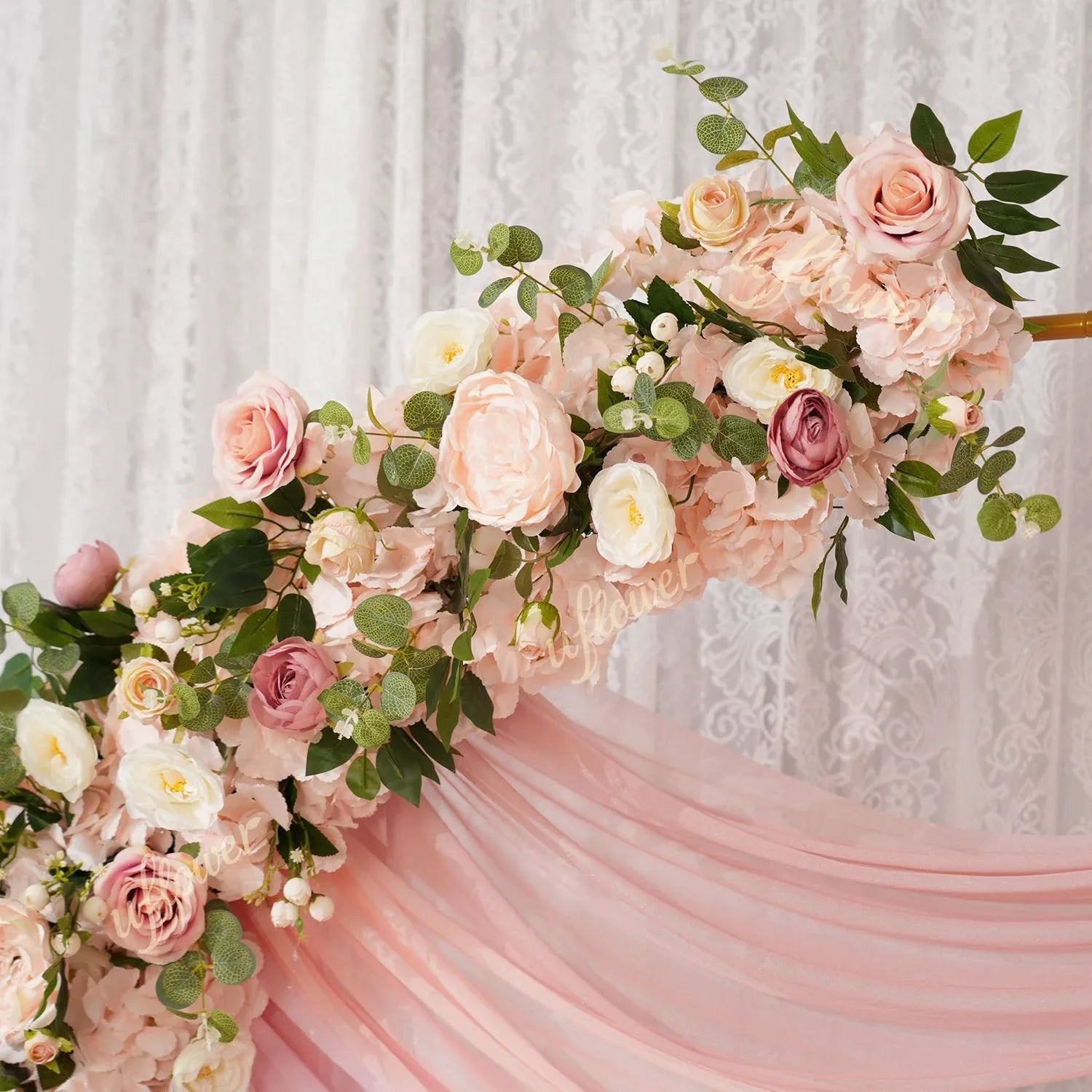 Uflower Artificial Pink Rose Flower Row Wedding KT Backdrop Decor SET80172 - Uflower
