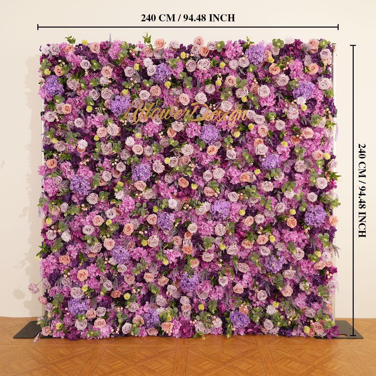Uflower Flower Wall 3D Purple Hydrangea Floral Backdrop Wedding Party Proposal Decor SET80188 - Uflower