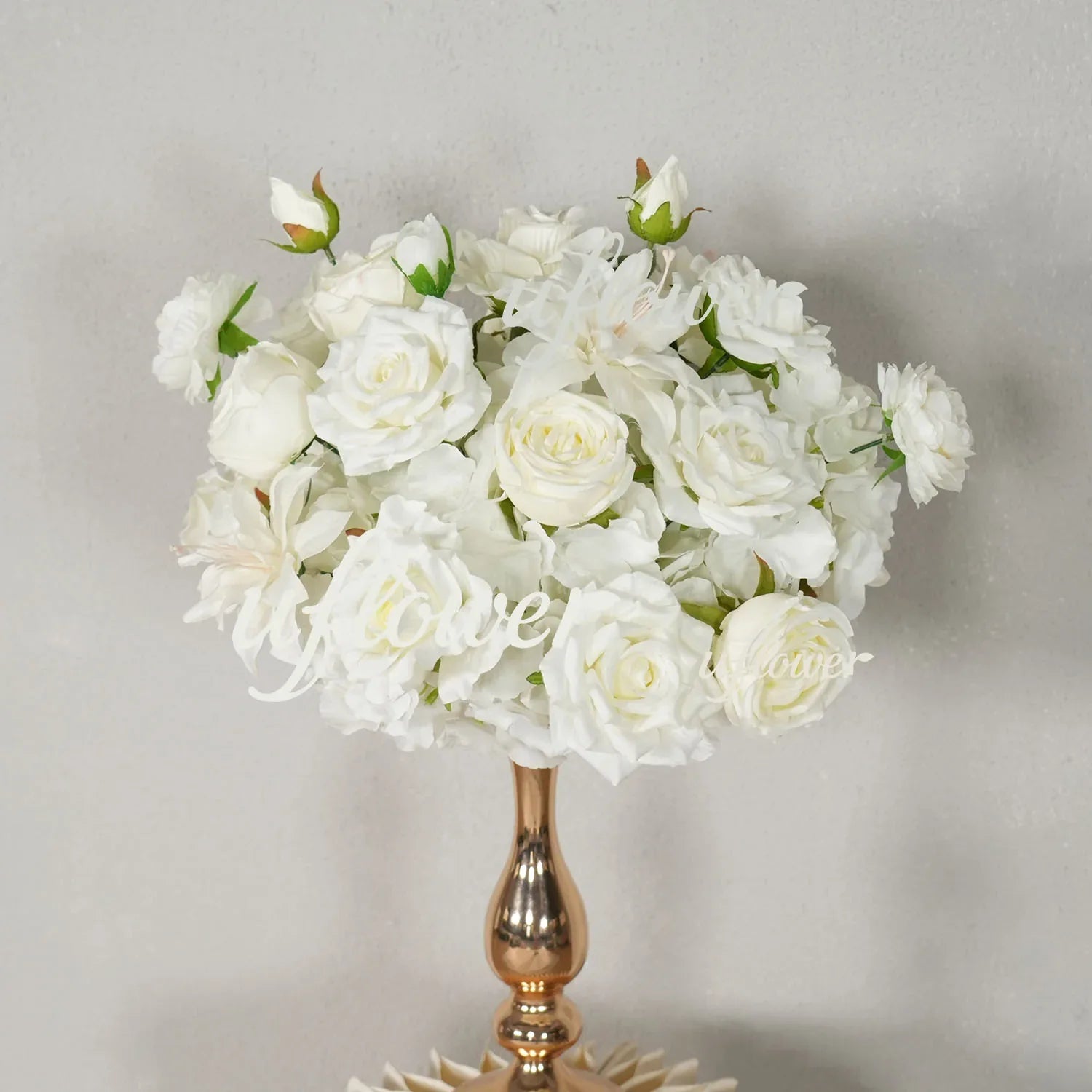 Uflower White Rose Table Runner Sofa Floral Wedding Backdrop Decor SET80146 - Uflower