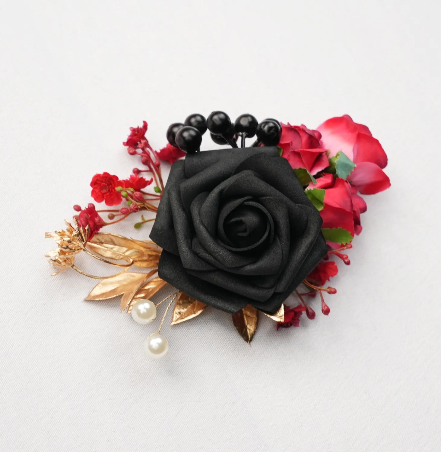 Uflower Black & Red Wrist Corsages for Weddings & Events MG80011-04*6
