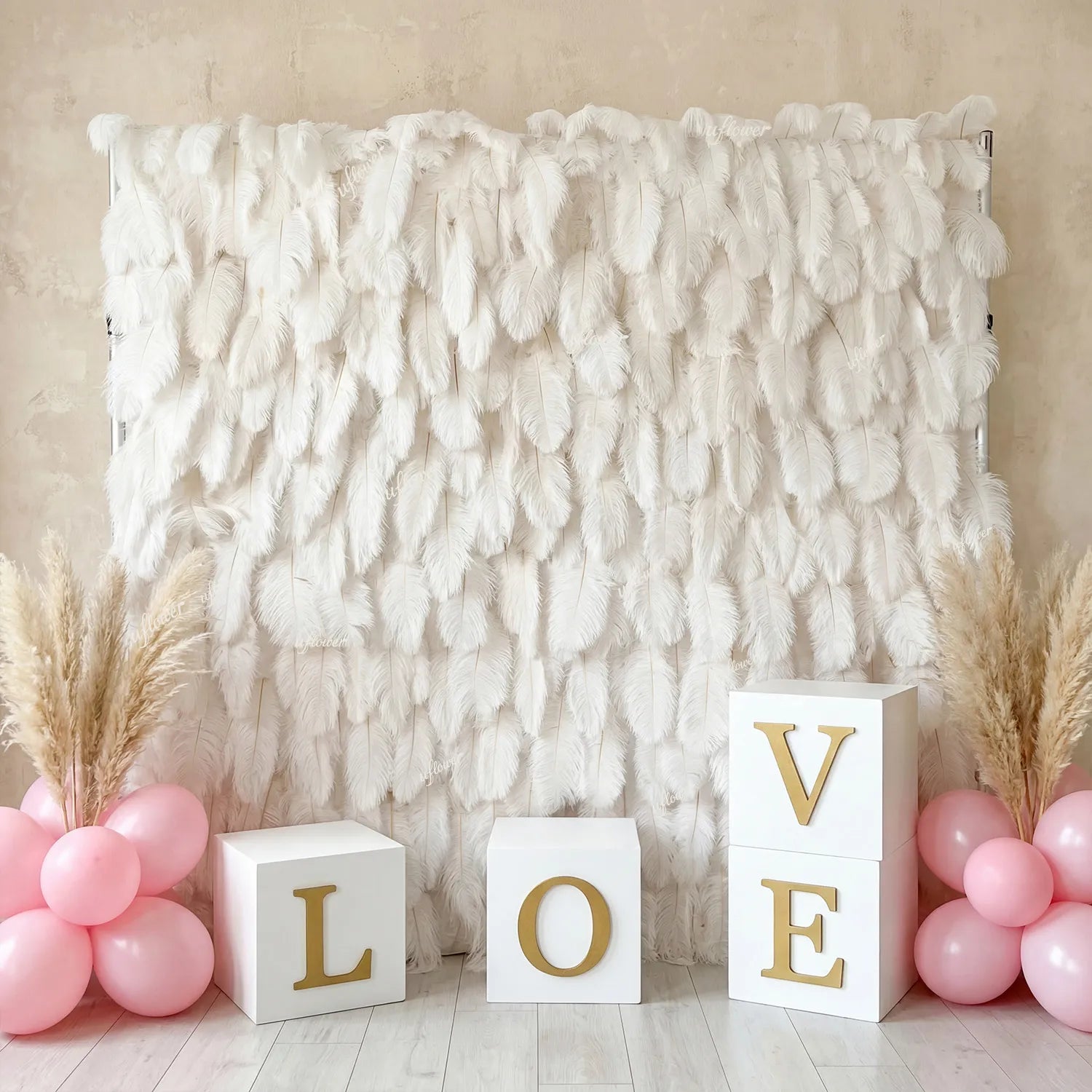 Uflower Artificial White 5D Flower Wall Wedding Backdrop Deco Birthday Party SET80104