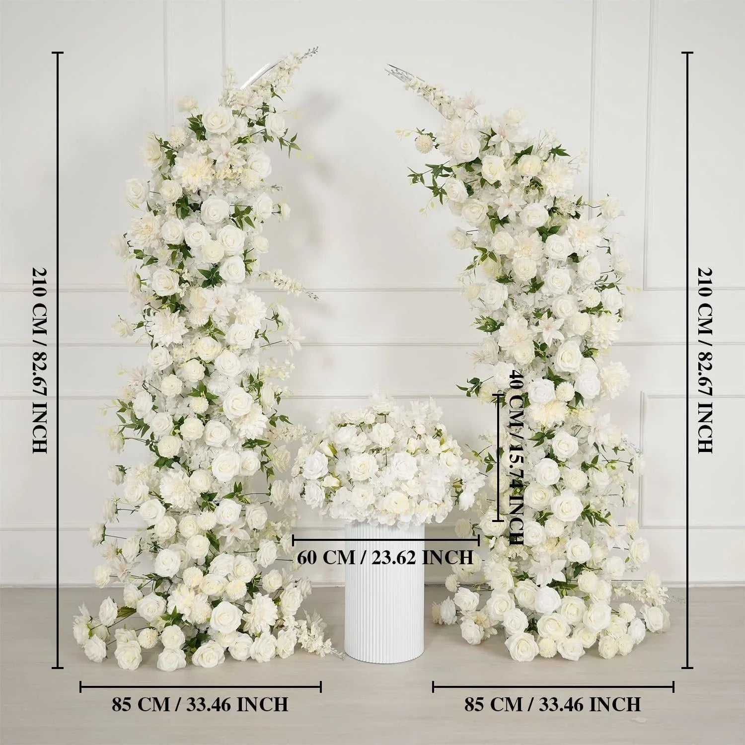 Uflower White Dahlia Floral Horn Arch Wedding Party Backdrop Decor SET80165-01 - Uflower