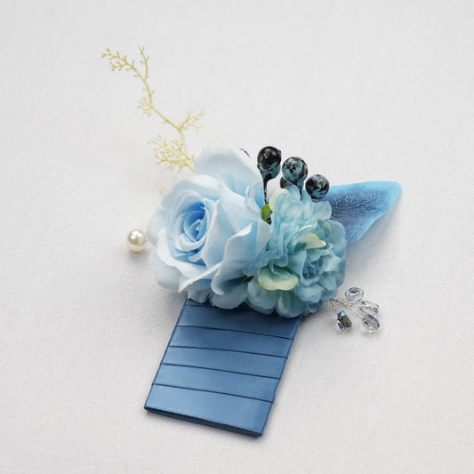 Uflower Boutonnières bleu poudré avec carte MG80007-02*6