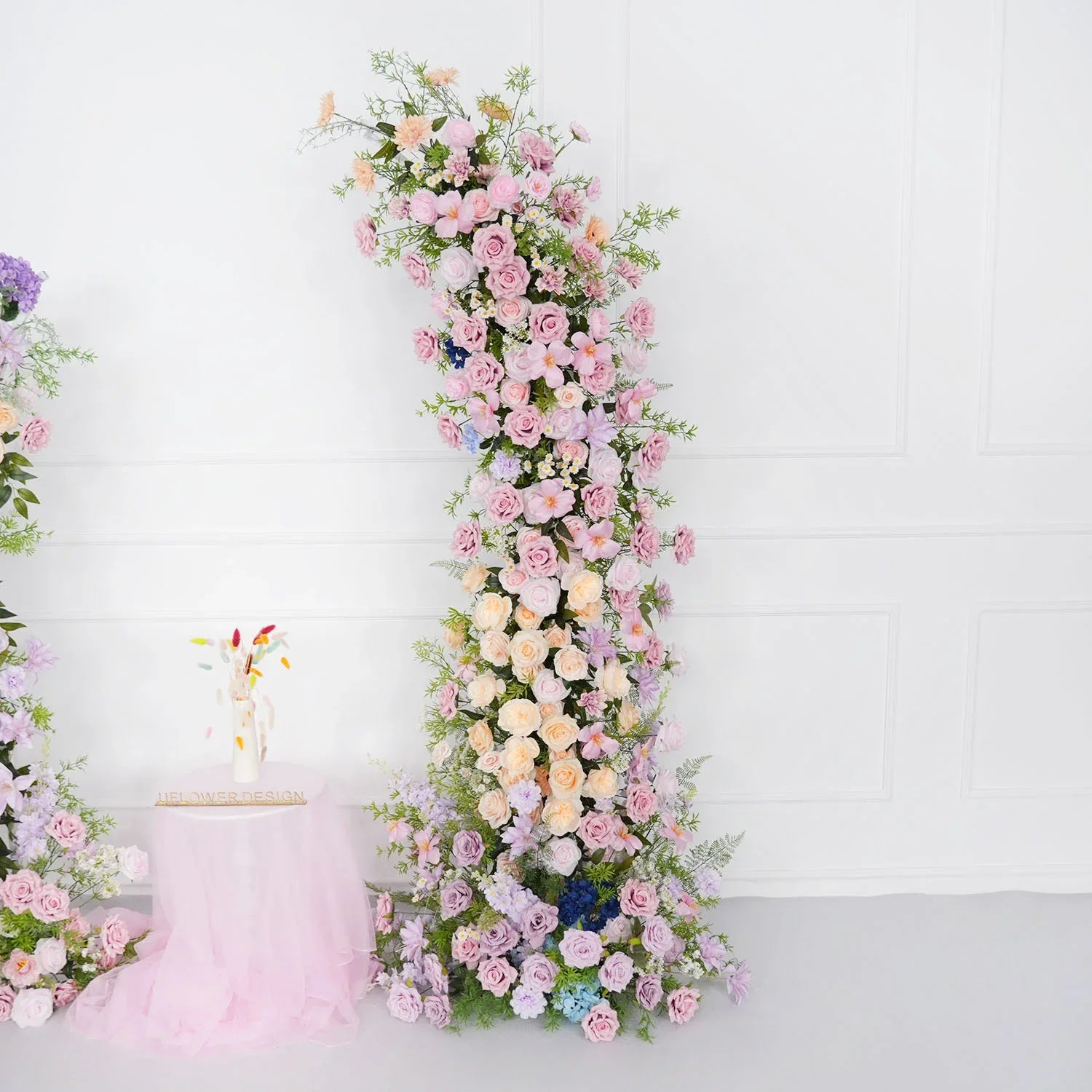 Uflower Pink Purple Rose Floral Arch Wedding Backdrop Decor SET80100 - Uflower