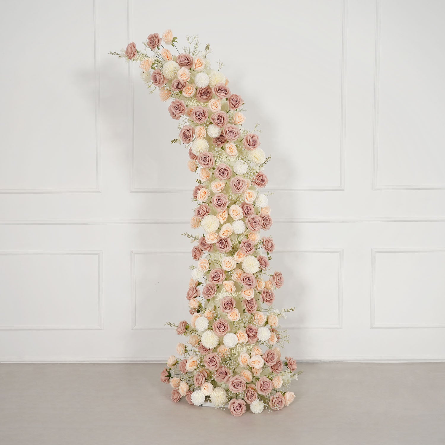 Uflower Champagne Horn Arch Baby's Breath Wedding Backdrop Party Event Decor Props SET80223