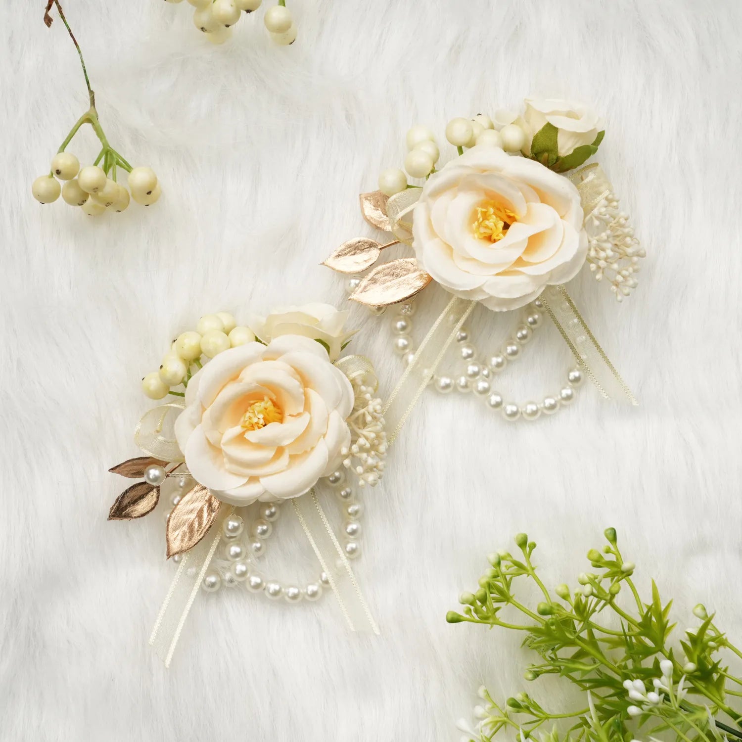 Uflower Wrist Corsages in Champagne MG80010-04*6