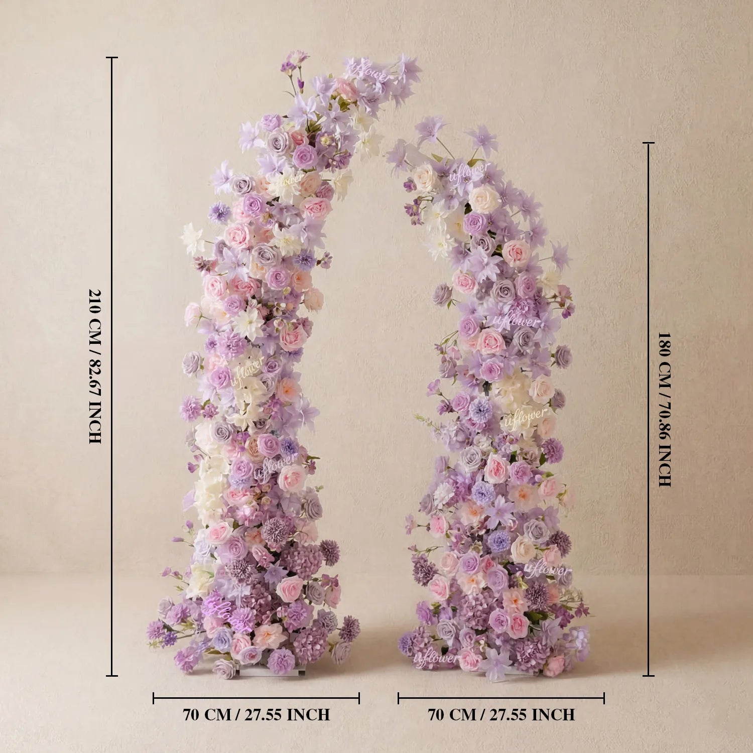 Uflower Purple Floral Horn Arch Wedding Party Backdrop Decor SET80243-01
