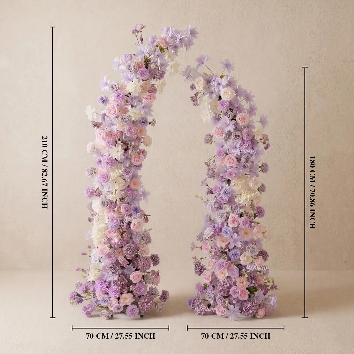 Uflower Purple Floral Horn Arch Wedding Party Backdrop Decor SET80243-01