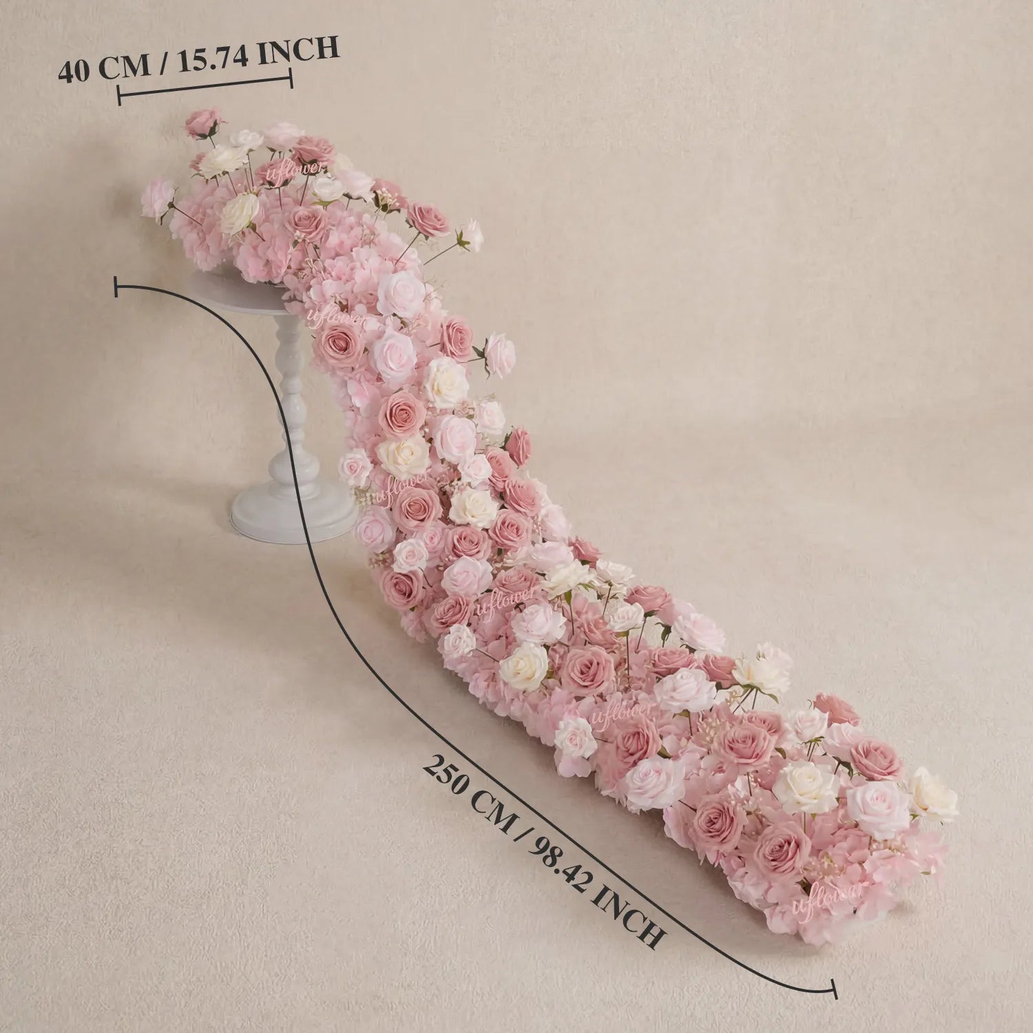 Uflowe Blush Table Runner Sofa Floral Wedding Backdrop Decor SET80244