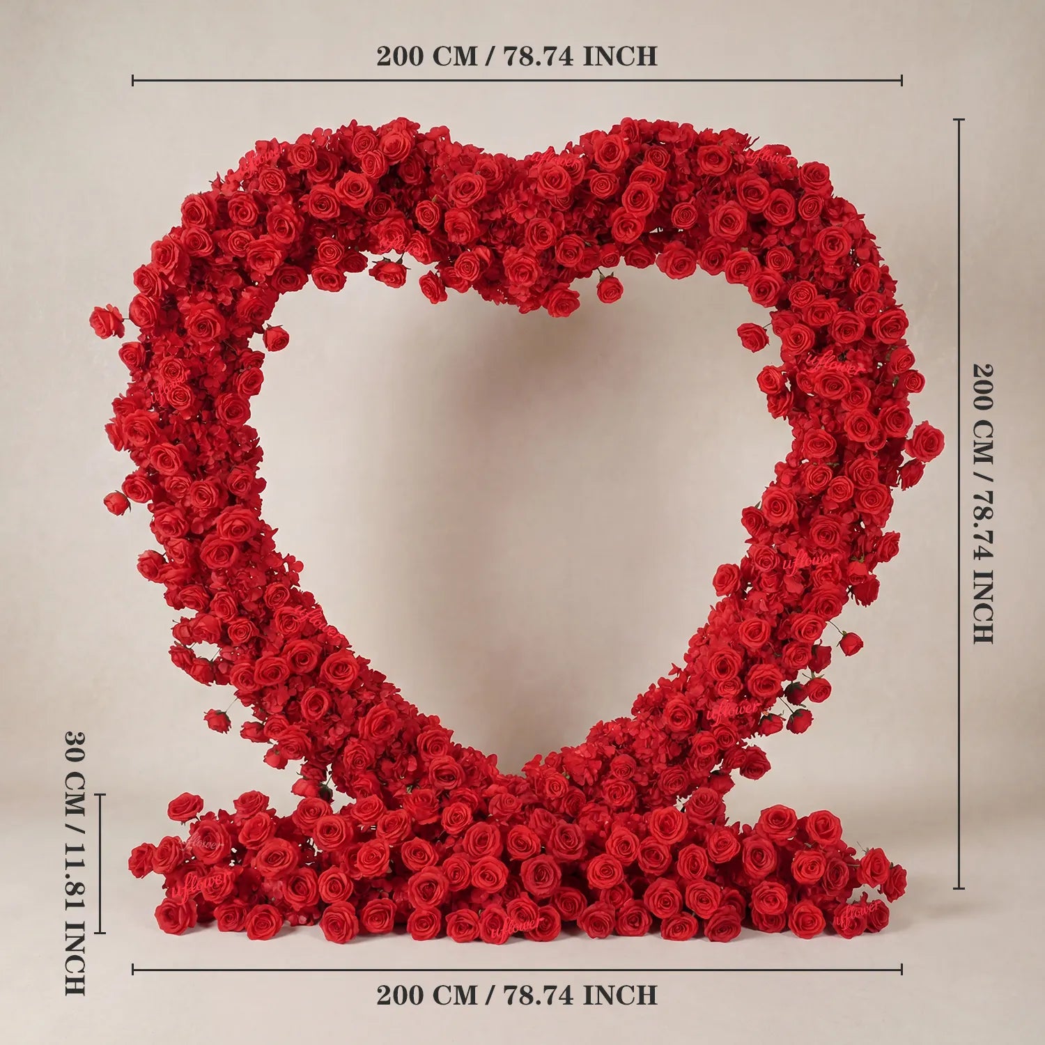 Uflower Red Rose Wedding Arch Heart Arch Decor SET80237