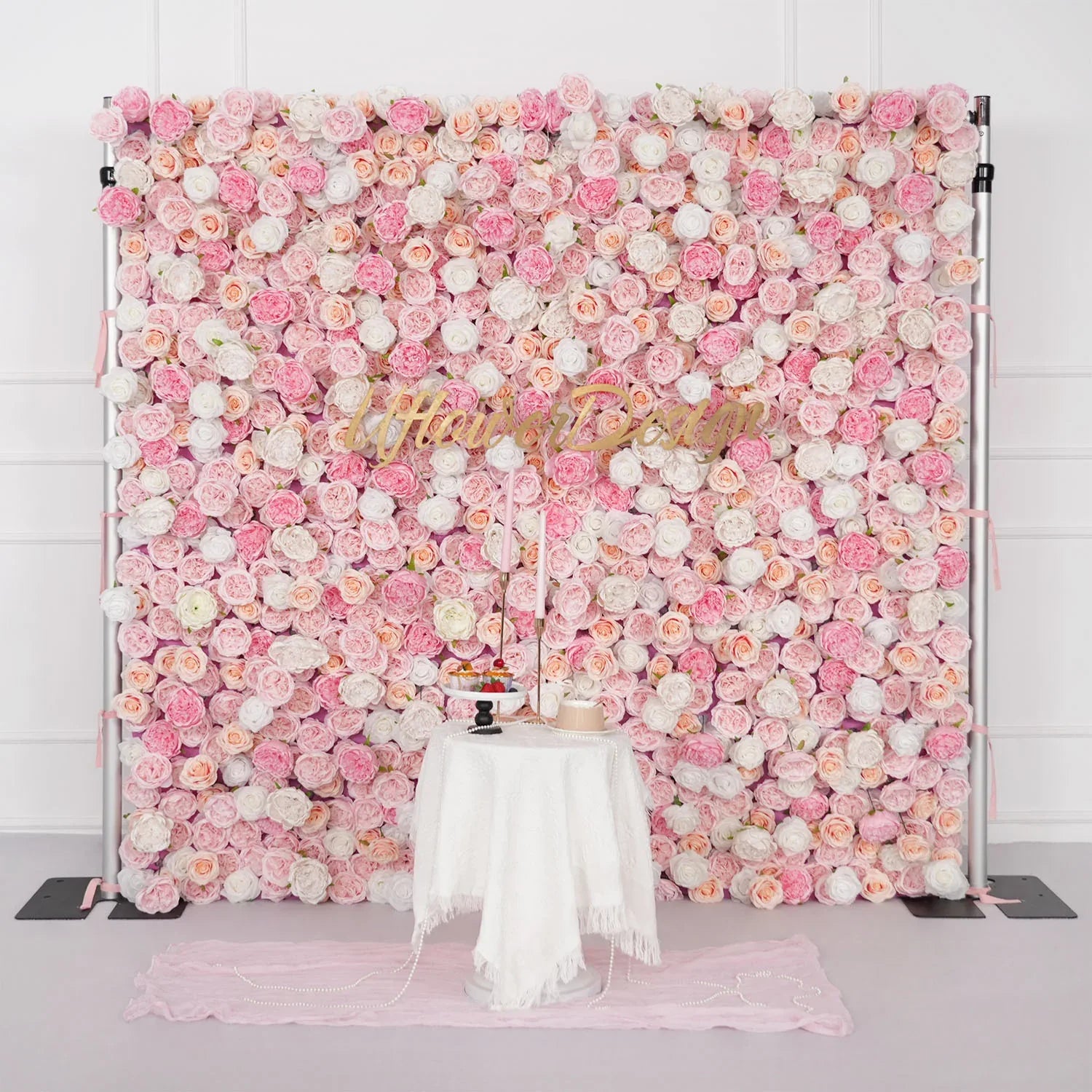 Uflower Artificial Pink Rose Wall Wedding Backdrop Decor SET80070