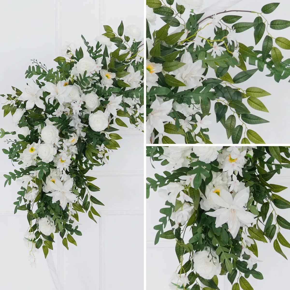 Uflower Artificial White Flower Row KT Background Wedding Decor SET80062 - Uflower