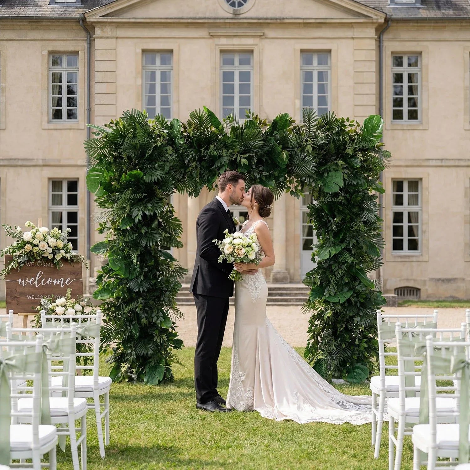 Uflower Artificial Green Leaves Flower Row Wedding KT Backdrop Decor SET80160 - Uflower