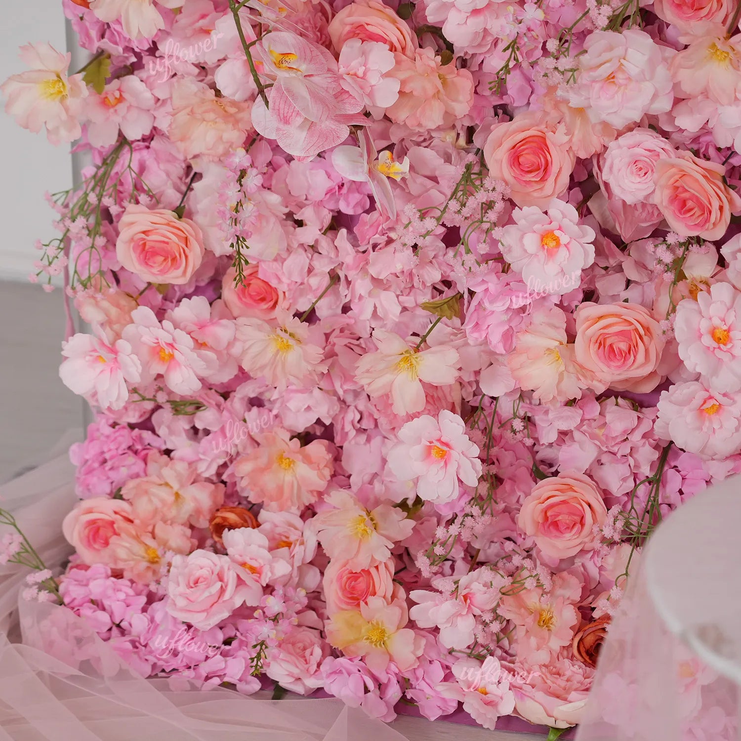 Uflower Artificial Flower Wall  5D Craft Wedding Roller Blind Decor SET80228
