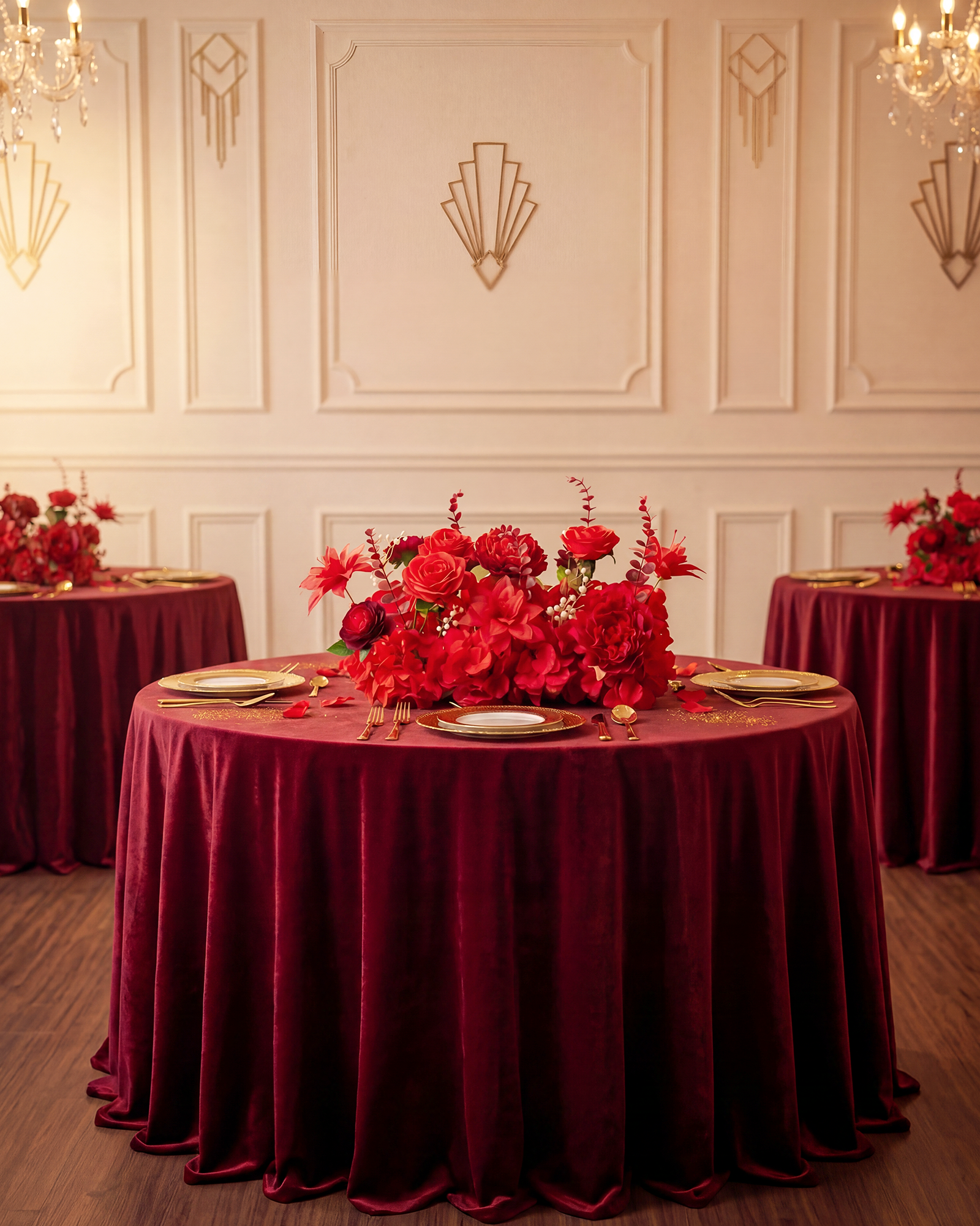 Uflower 50cm Red Rose & Peony Flower Row MC89005-03