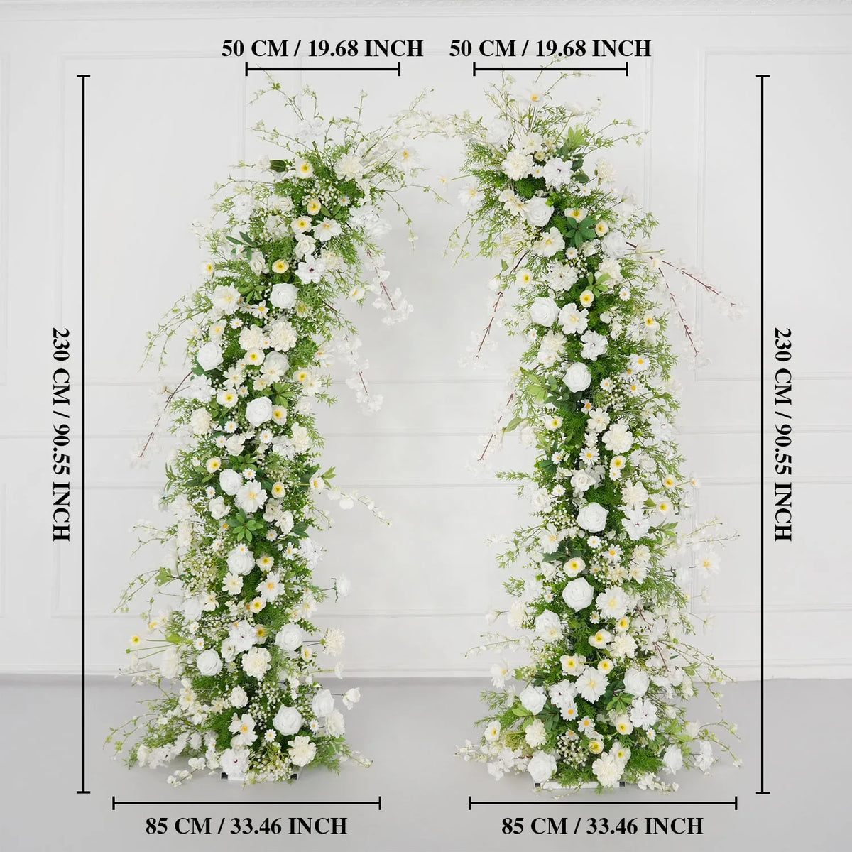 Uflower Green White Floral Horn Arch Wedding Party Backdrop Decor SET80127 - Uflower