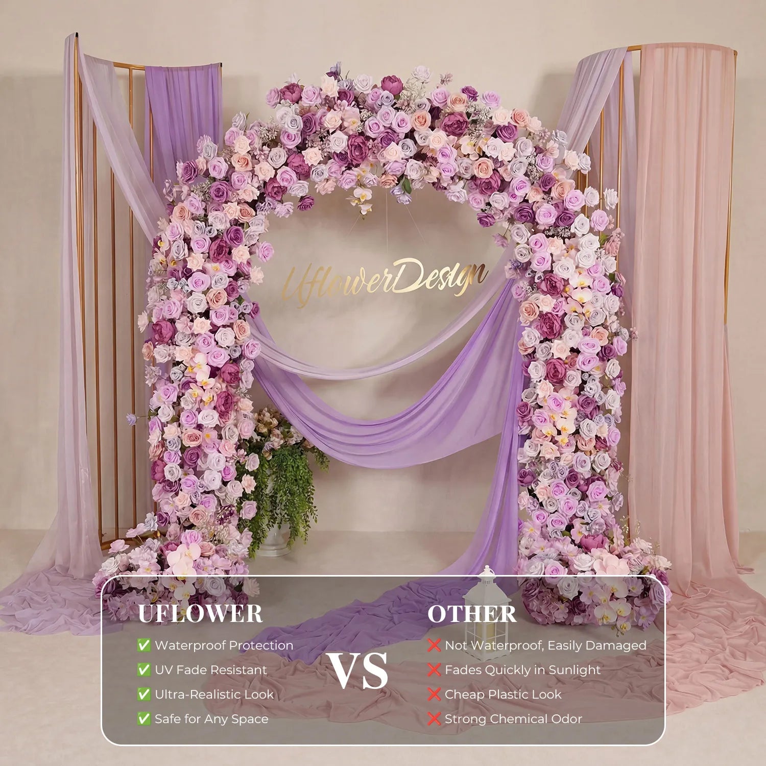 Uflower Purple Rose  Floral Door Arch Wedding Party Backdrop Decor SET80239