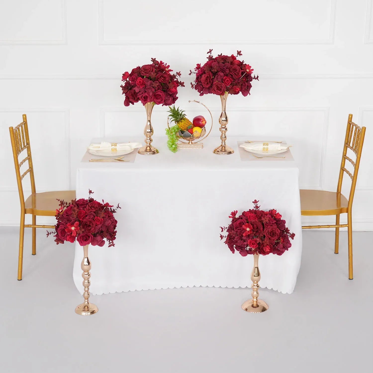 Uflower Red Table Centerpieces Floral Ball Wedding Decor Flower Arrangement MB80065-01 - Uflower