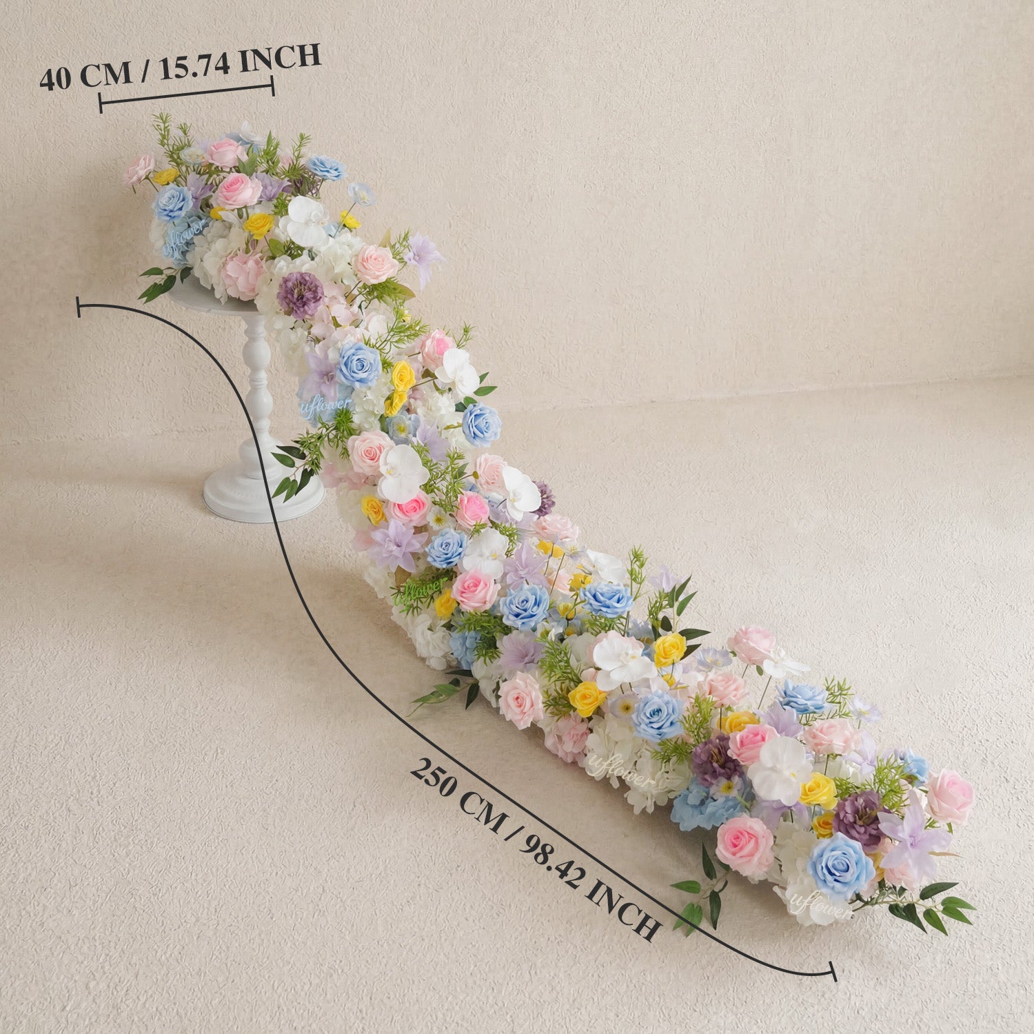 Uflower Pastel Table Runner Sofa Floral Wedding Backdrop Decor SET80246