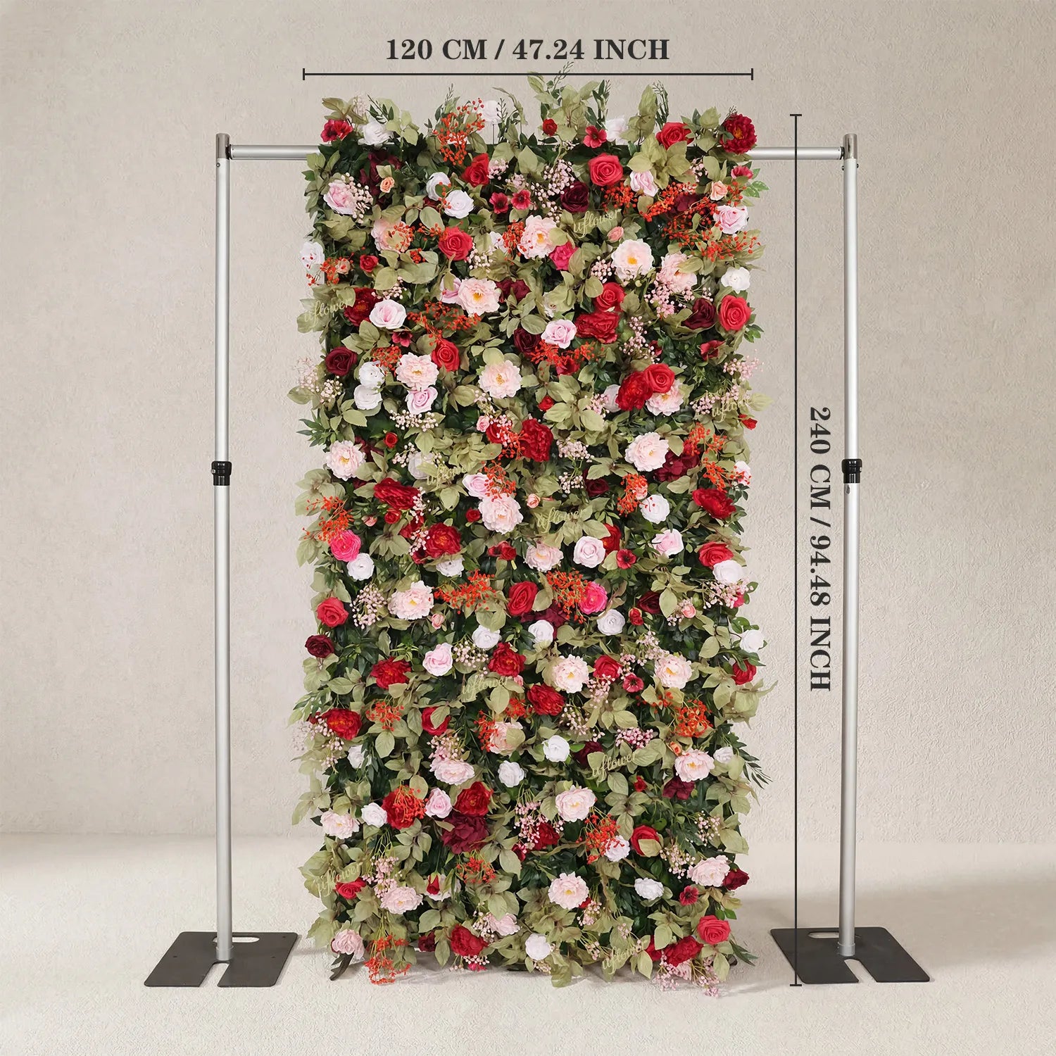 Uflower Red Pink Baby's Breath Floral Wall Wedding Backdrop Birthday Party Decor SET80245-01