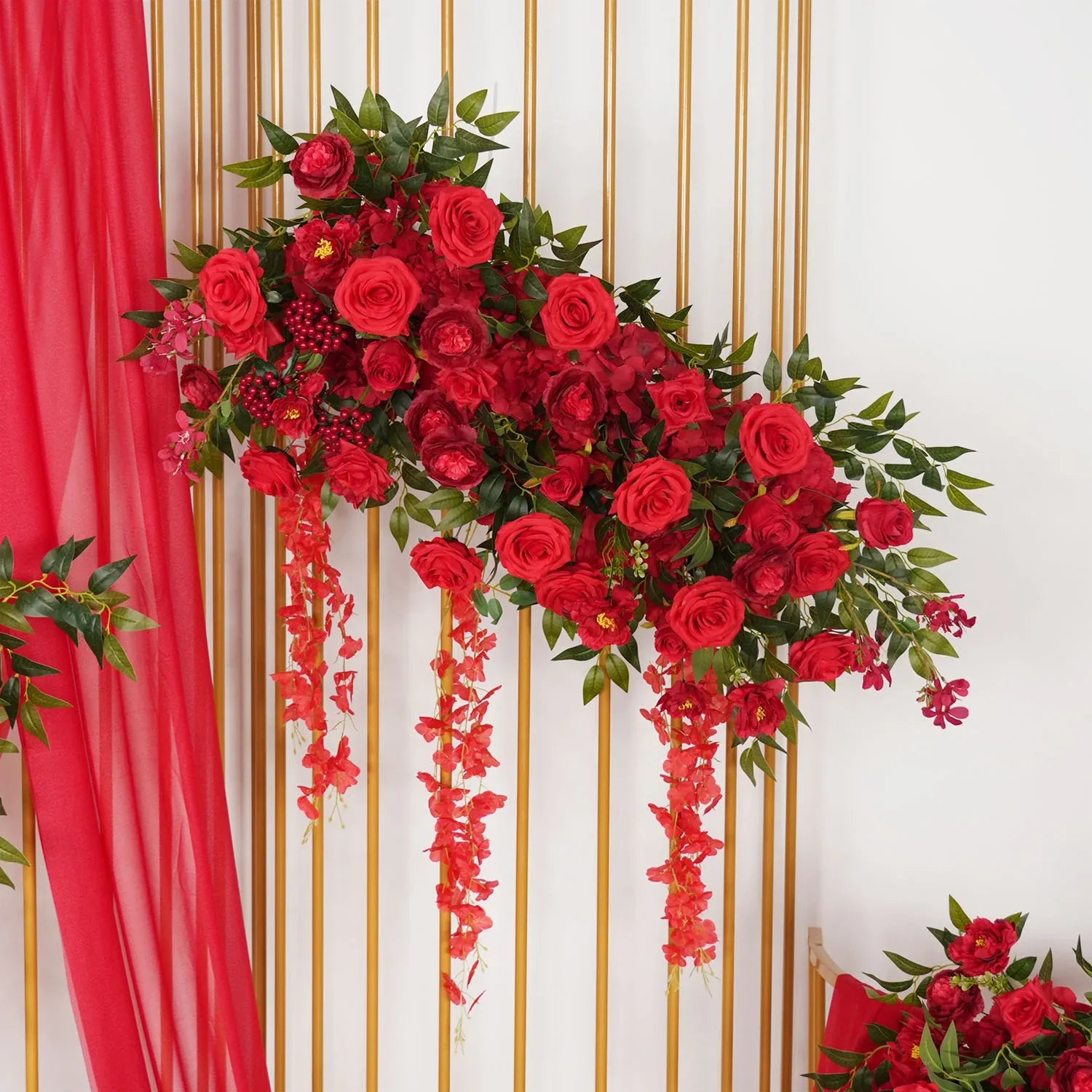 Uflower Artificial Red Wedding KT Backdrop Flower Decor SET80059 - Uflower