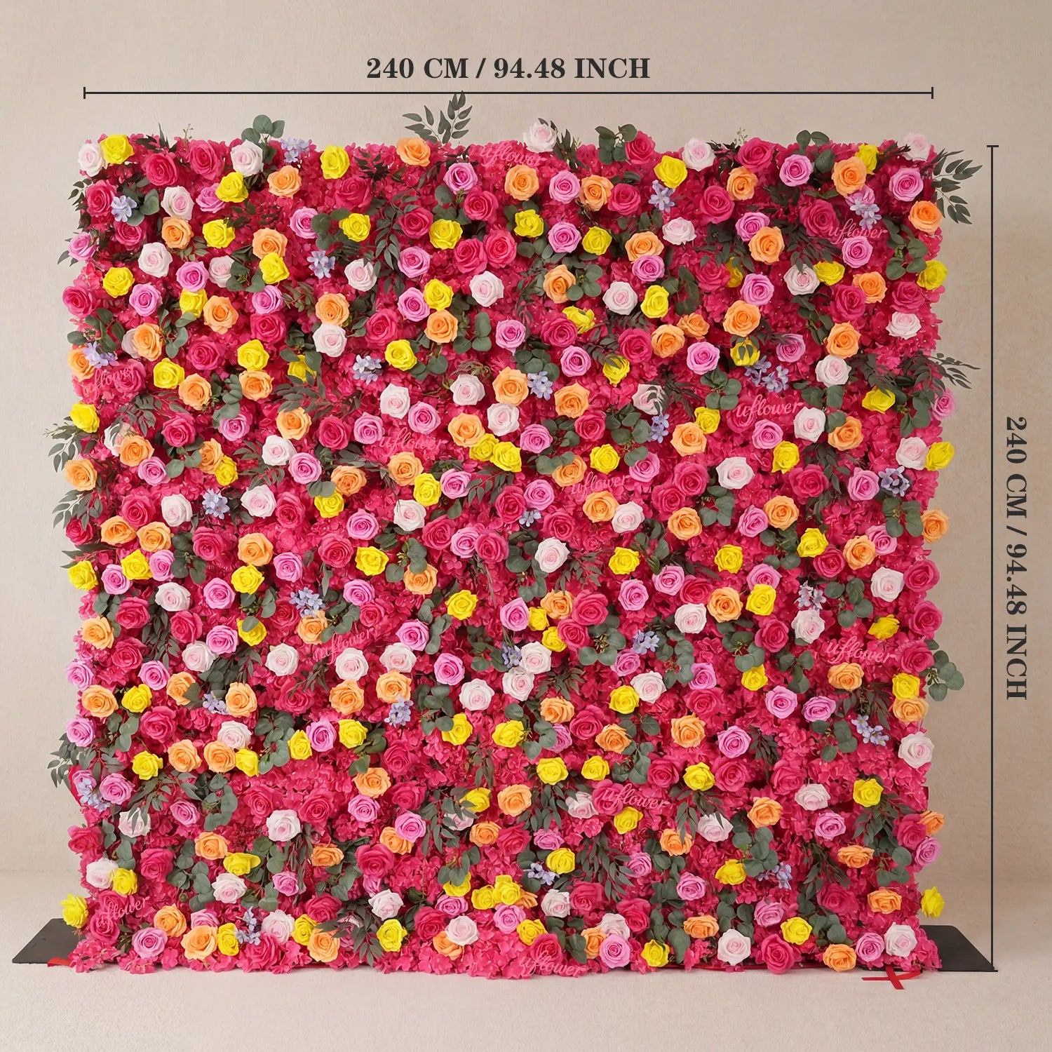 Uflower Coral Rose & Orange Floral Wall Wedding Backdrop Birthday Party Decor SET80240