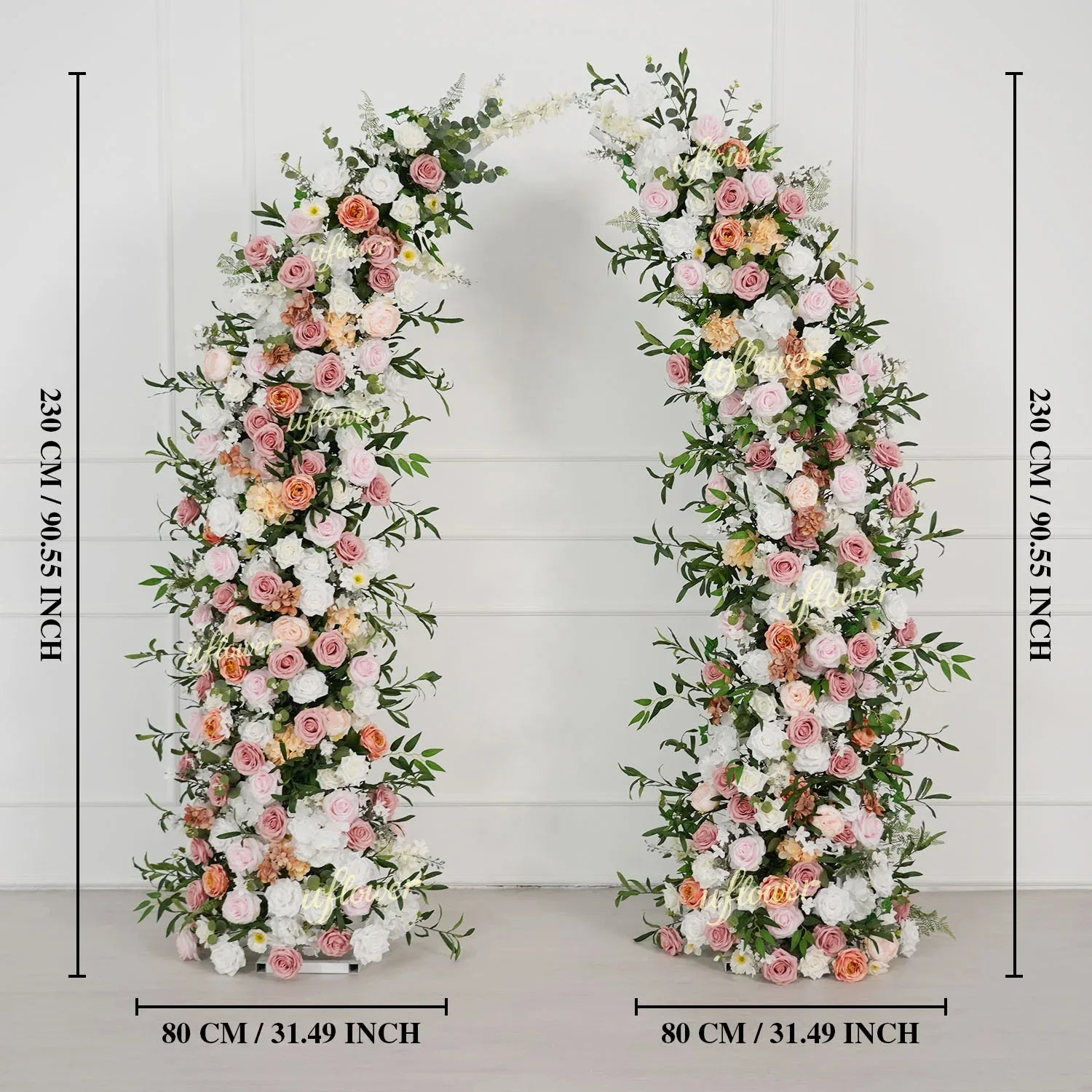 Uflower Blush Pink White Flower Horn Arch Wedding Party Birthday Backdrop Decor SET80191 - Uflower