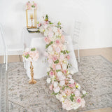 Uflower Pink Rose Table Runner Sofa Floral Wedding Backdrop Decor SET80096 - Uflower