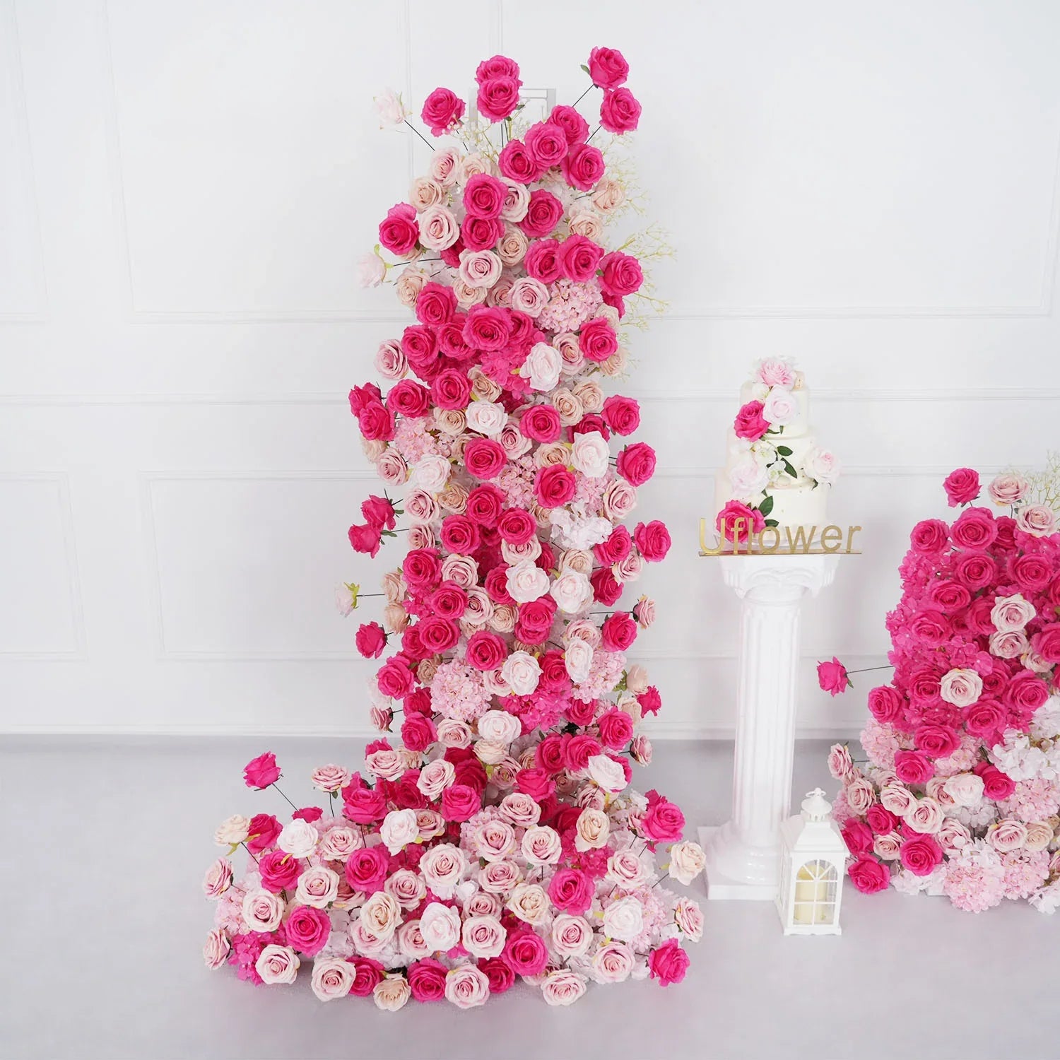 Uflower Rose red rose wedding background arch KT board decoration flower arrangement SET80092 - Uflower