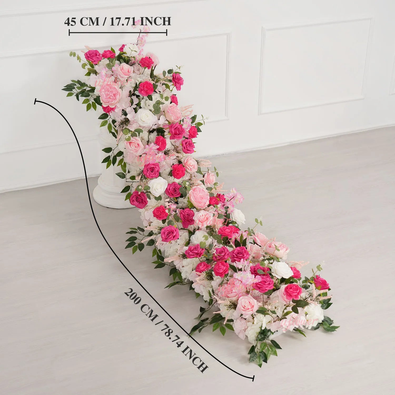 Uflower Pink Floral Arrangement Wedding Backdrop Party Flower Row Decor MC80083-01