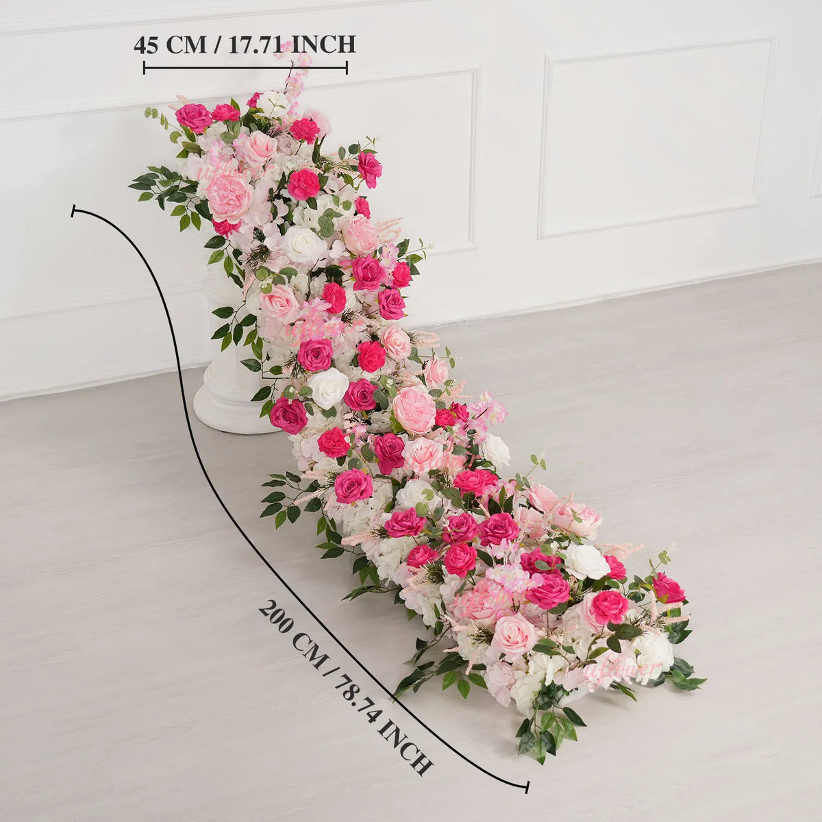 Uflower Décoration florale rose pour toile de fond de mariage, rangée de fleurs pour fête MC80083-01