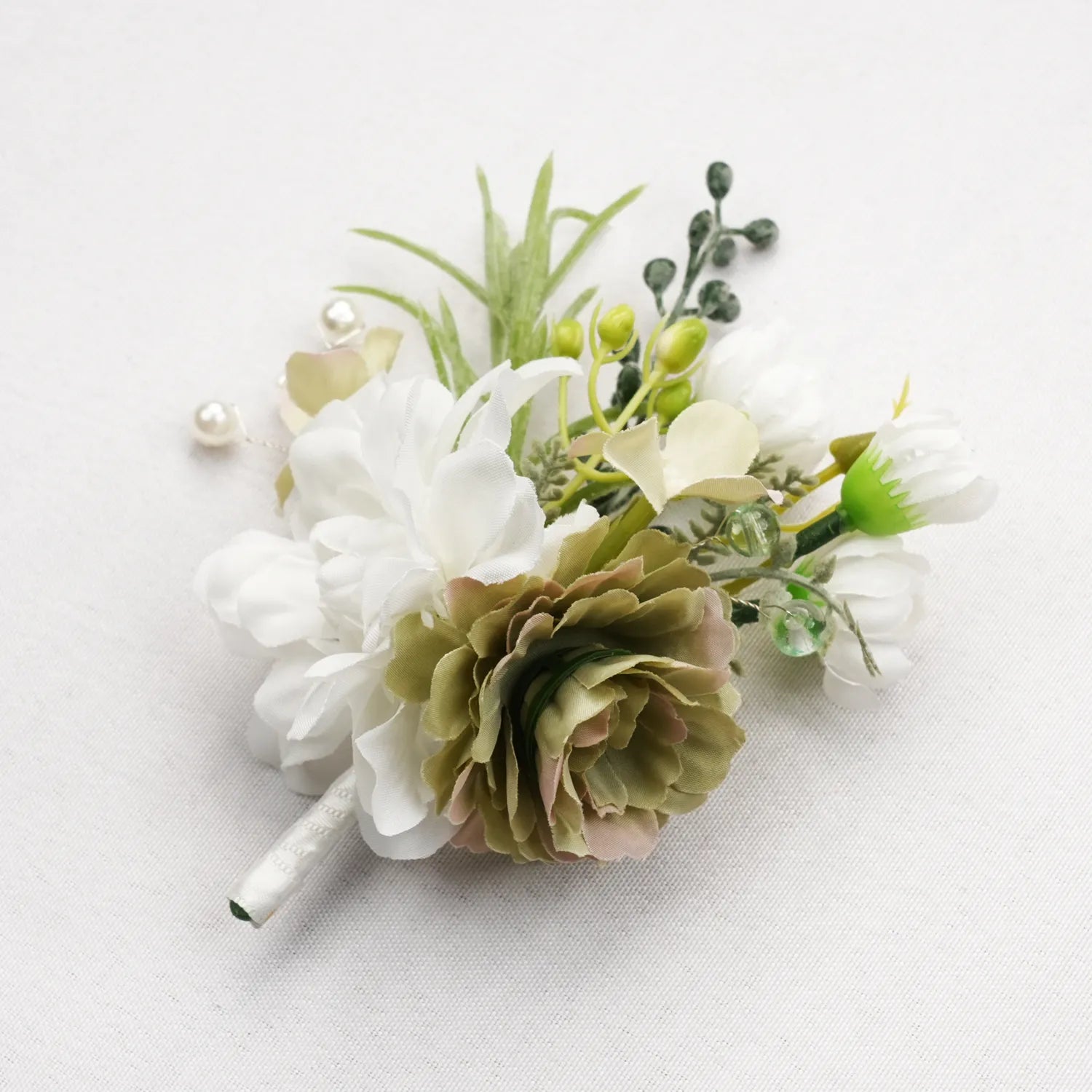 Uflower Boutonnieres in Green White MG80008-03*6